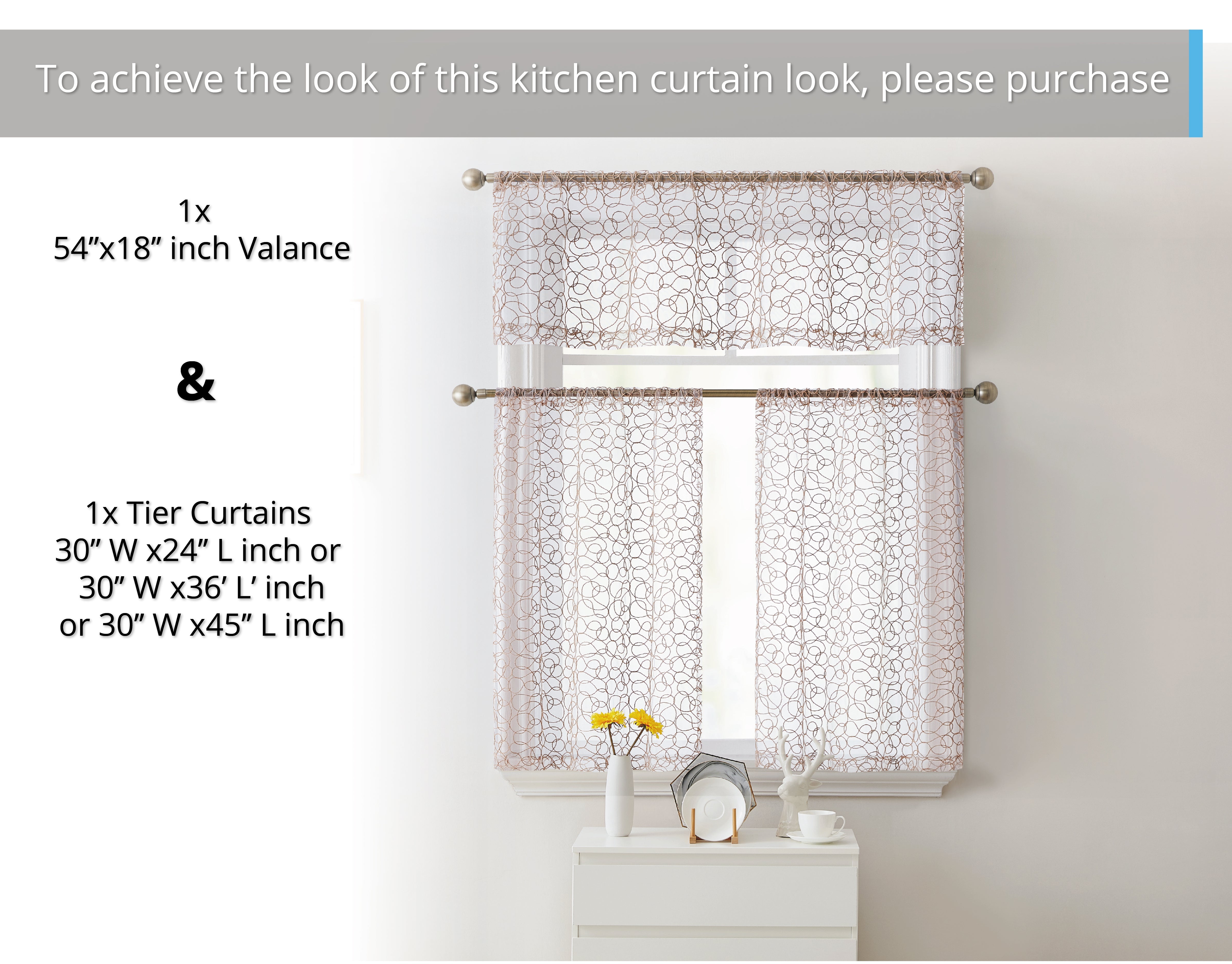 Audrey Embroidered Rod Pocket Curtain Tiers