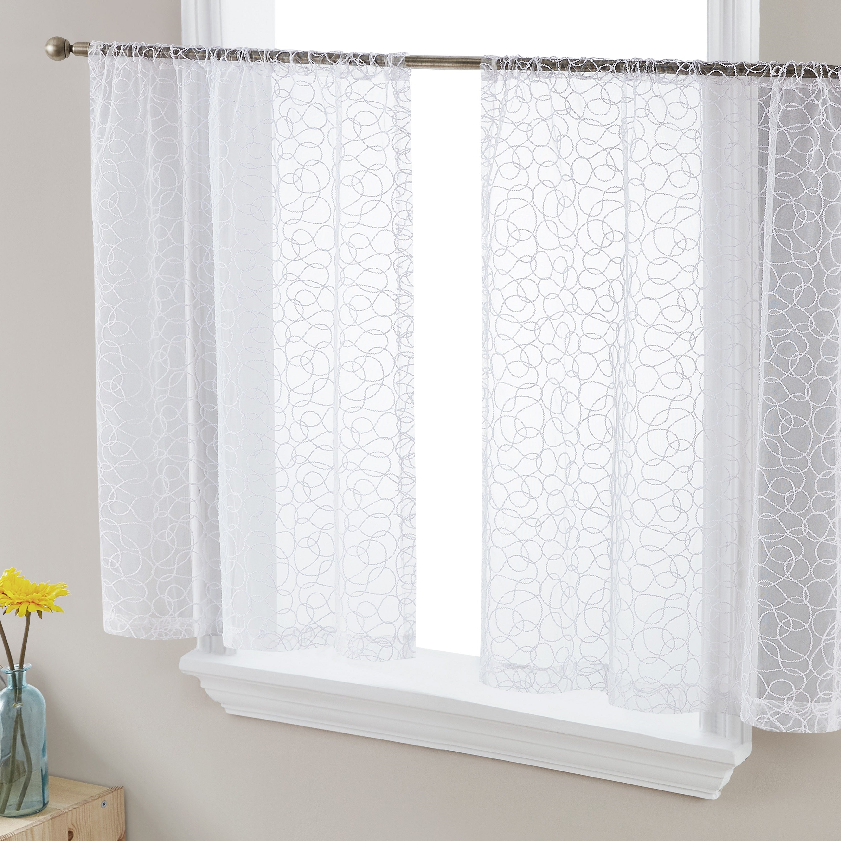 Audrey Embroidered Rod Pocket Curtain Tiers