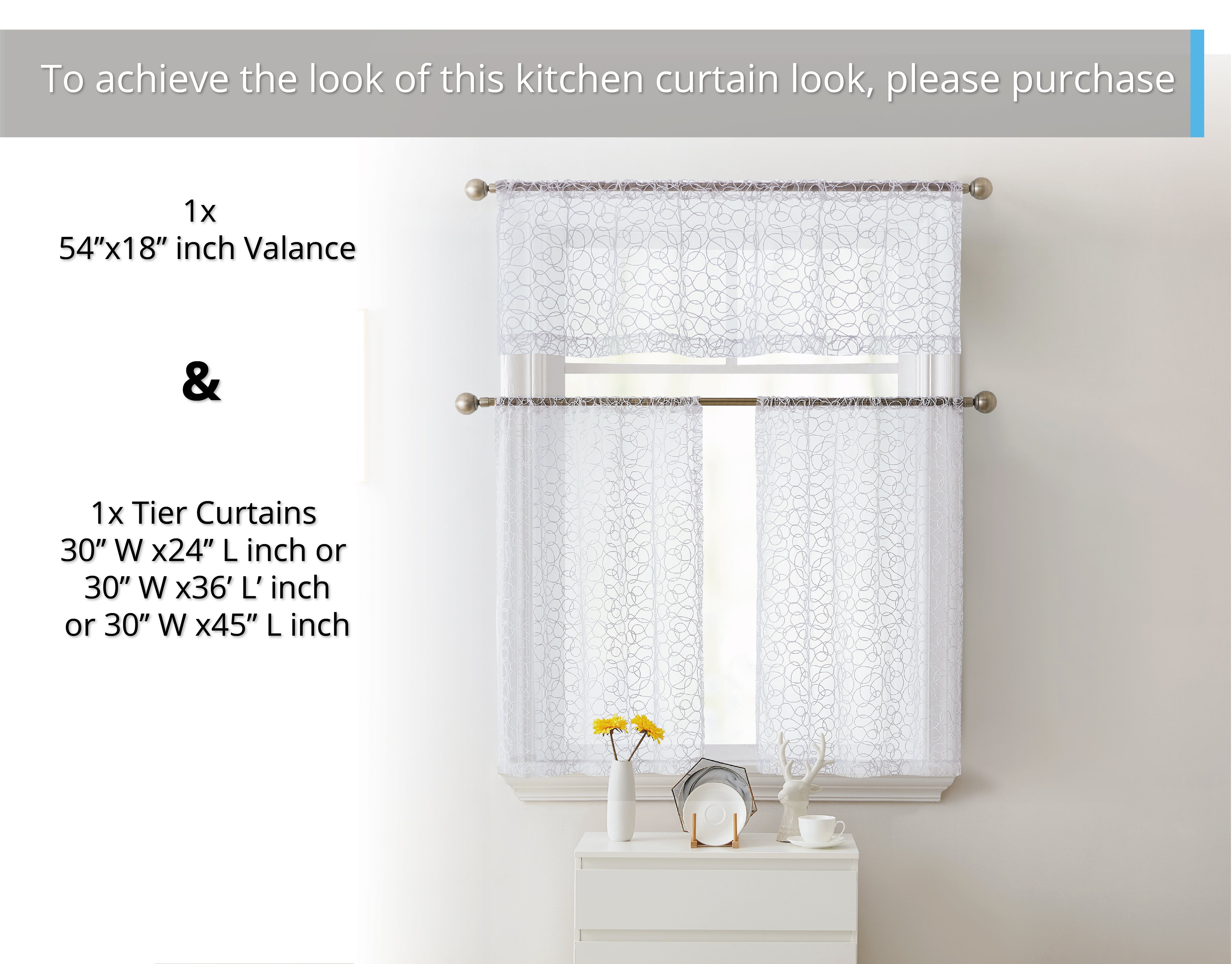 Audrey Embroidered Rod Pocket Curtain Tiers