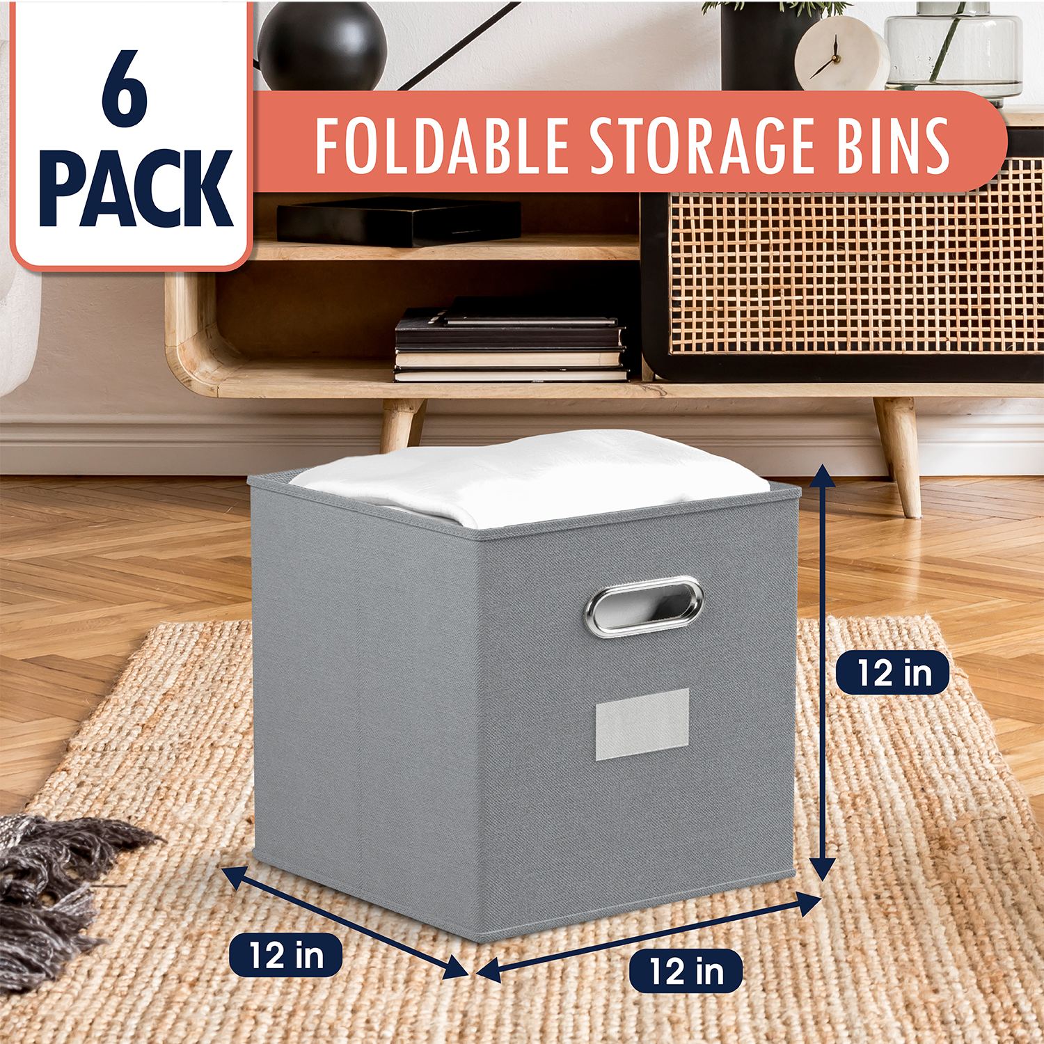 Storage Cube Bin w/ Window (6 Pack)