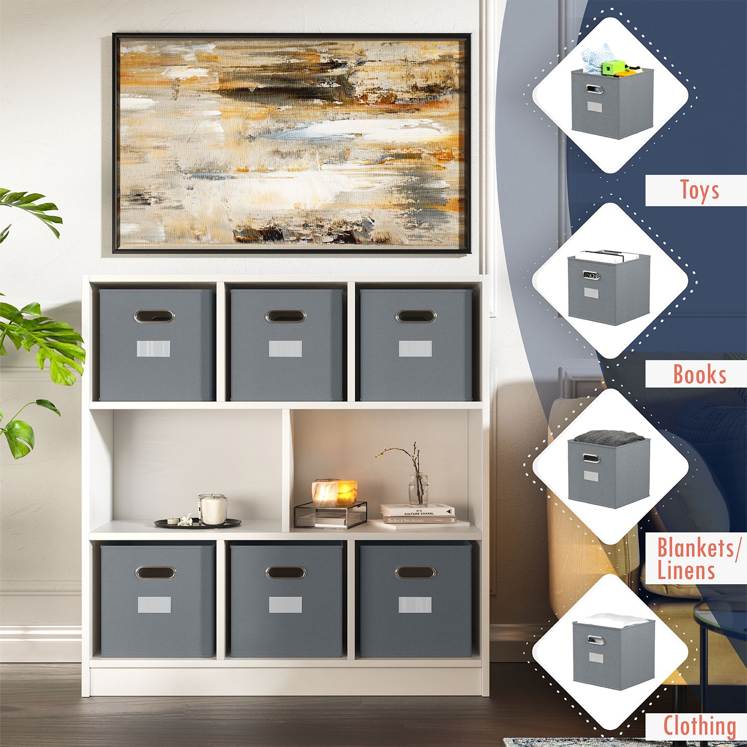 Storage Cube Bin w/ Window (6 Pack)