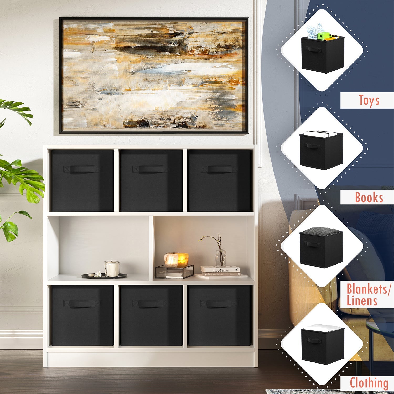 Storage Cube Bin w/ Dual Handles (6 Pack)