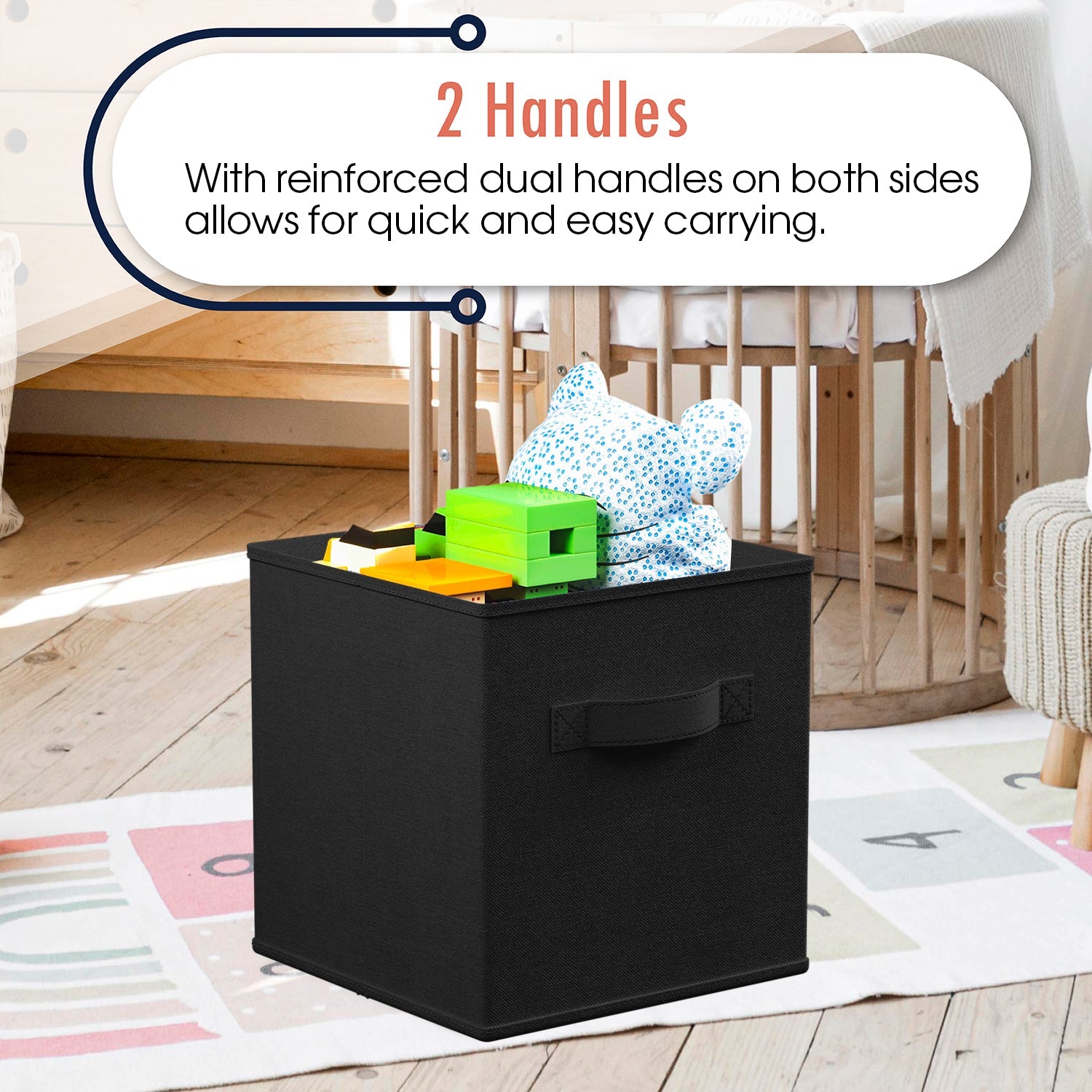 Storage Cube Bin w/ Dual Handles (6 Pack)