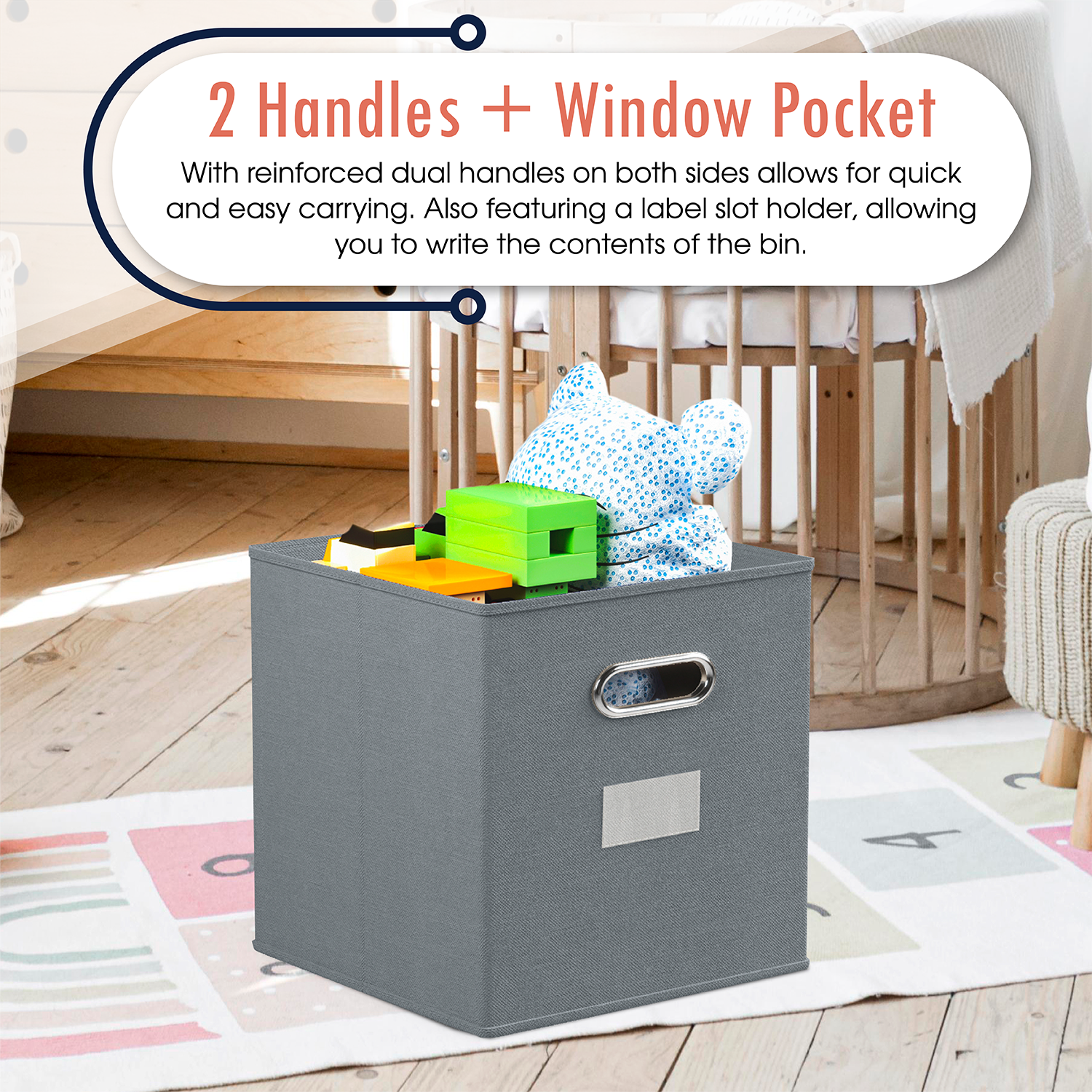 Storage Cube Bin w/ Window (6 Pack)