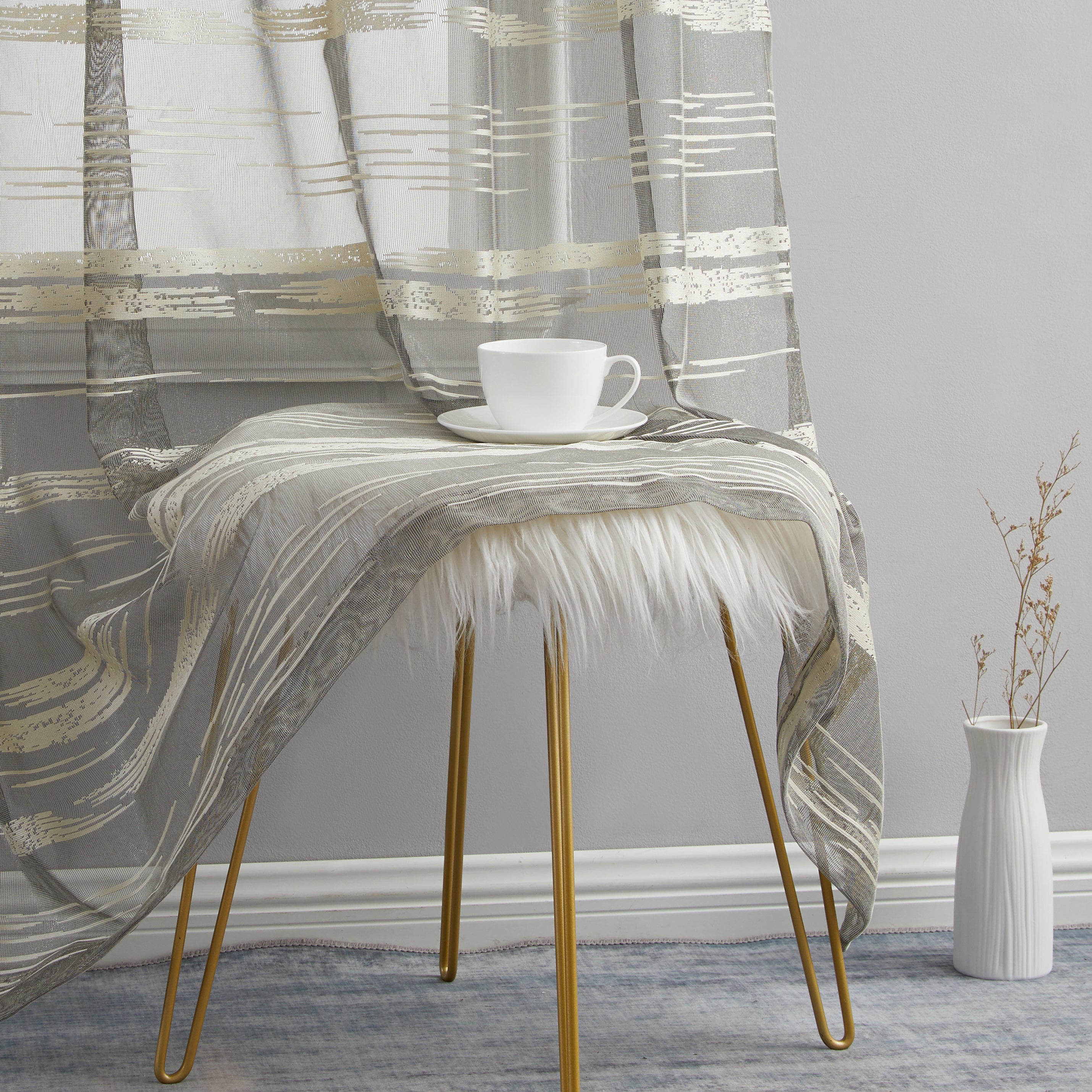 Broadway Stripe Sheer Grommet Curtain Panels