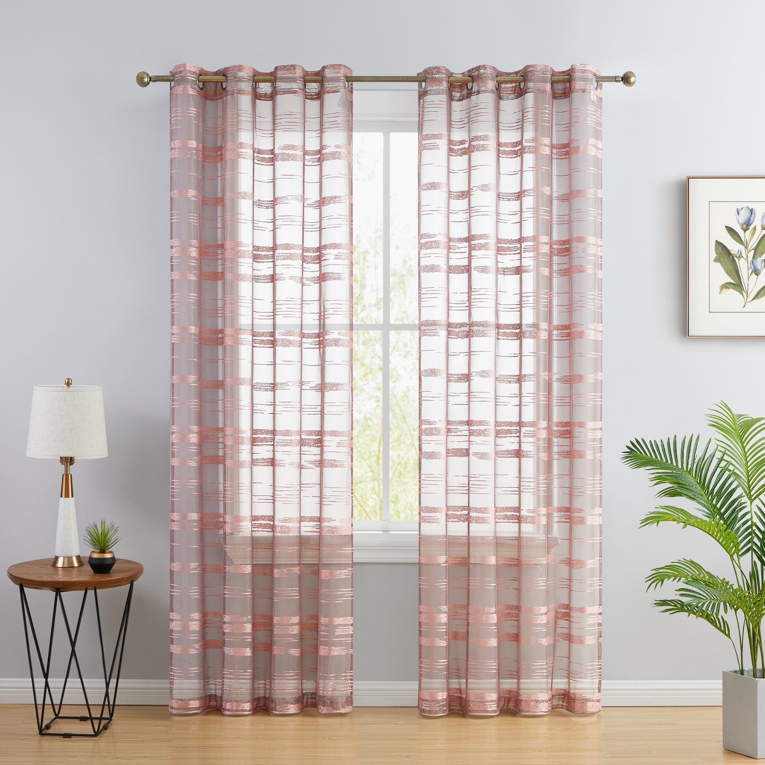 Broadway Stripe Sheer Grommet Curtain Panels
