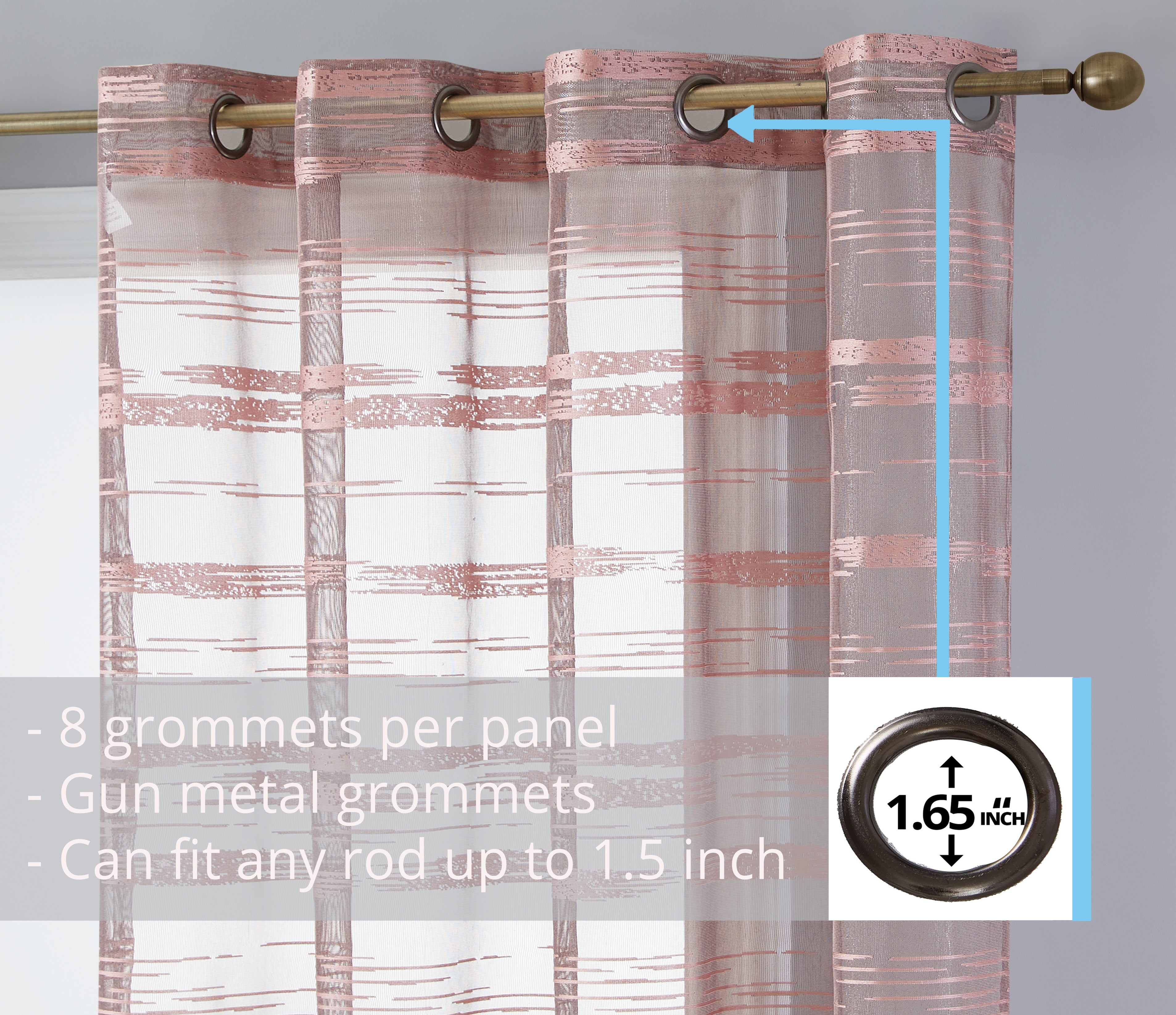 Broadway Stripe Sheer Grommet Curtain Panels