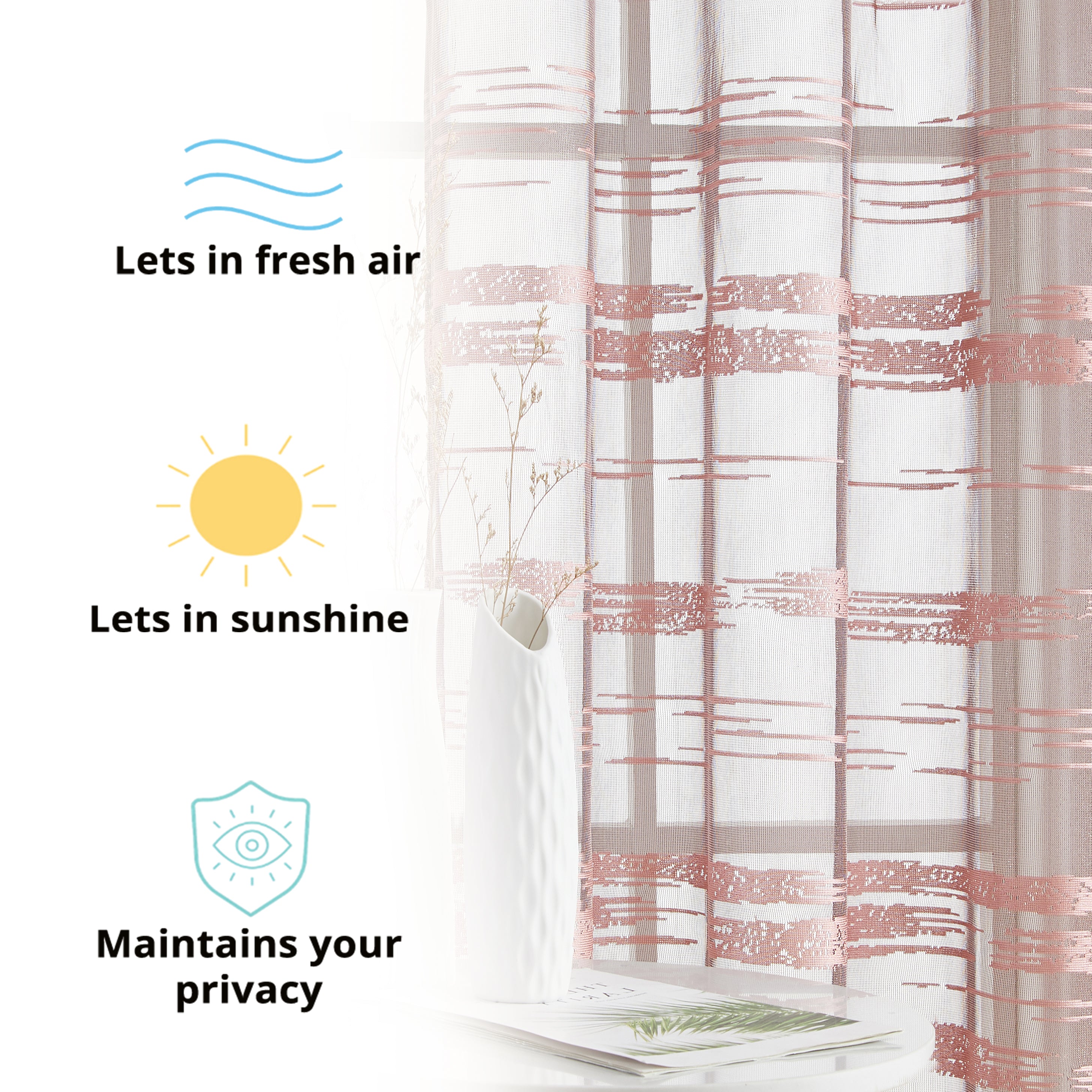 Broadway Stripe Sheer Grommet Curtain Panels