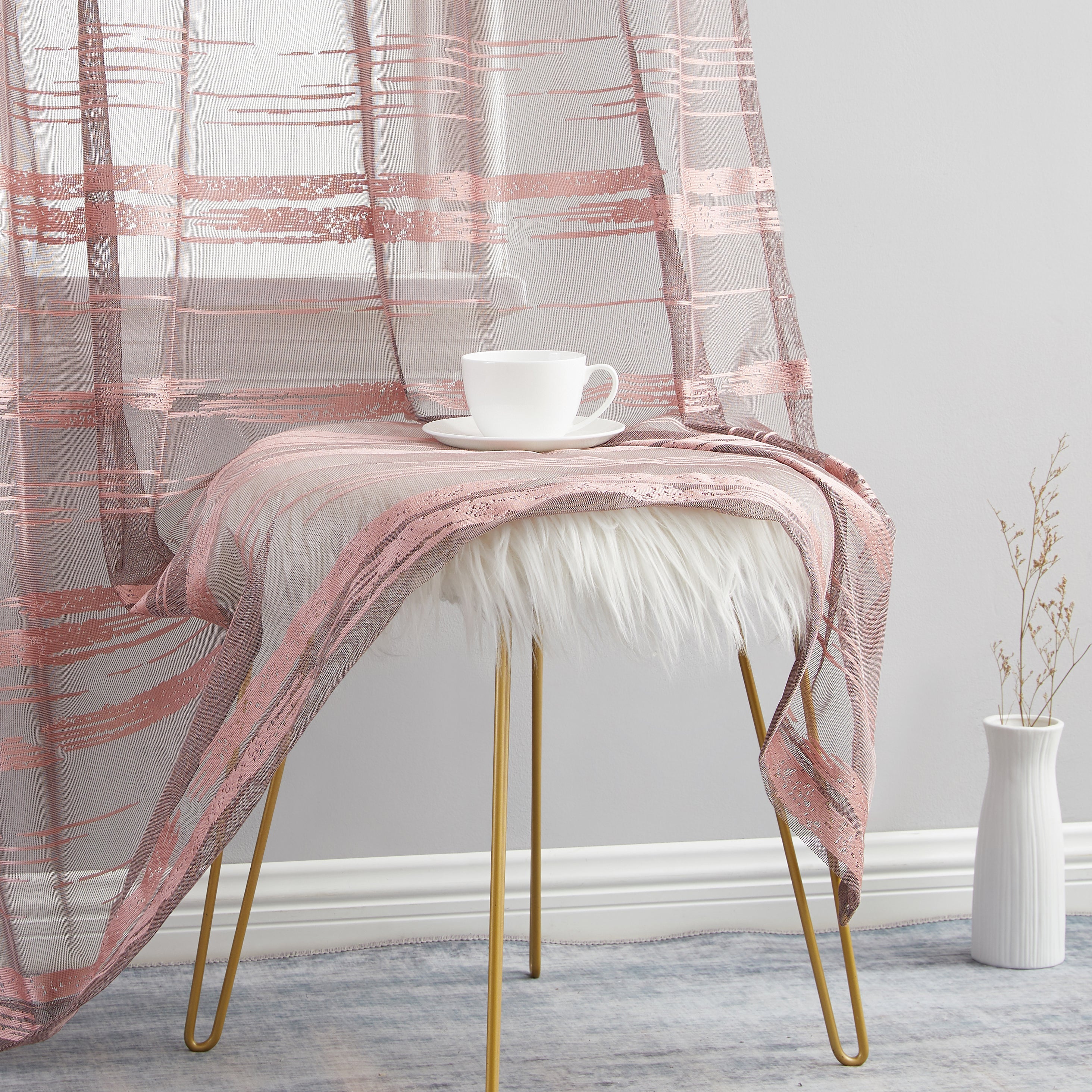 Broadway Stripe Sheer Grommet Curtain Panels