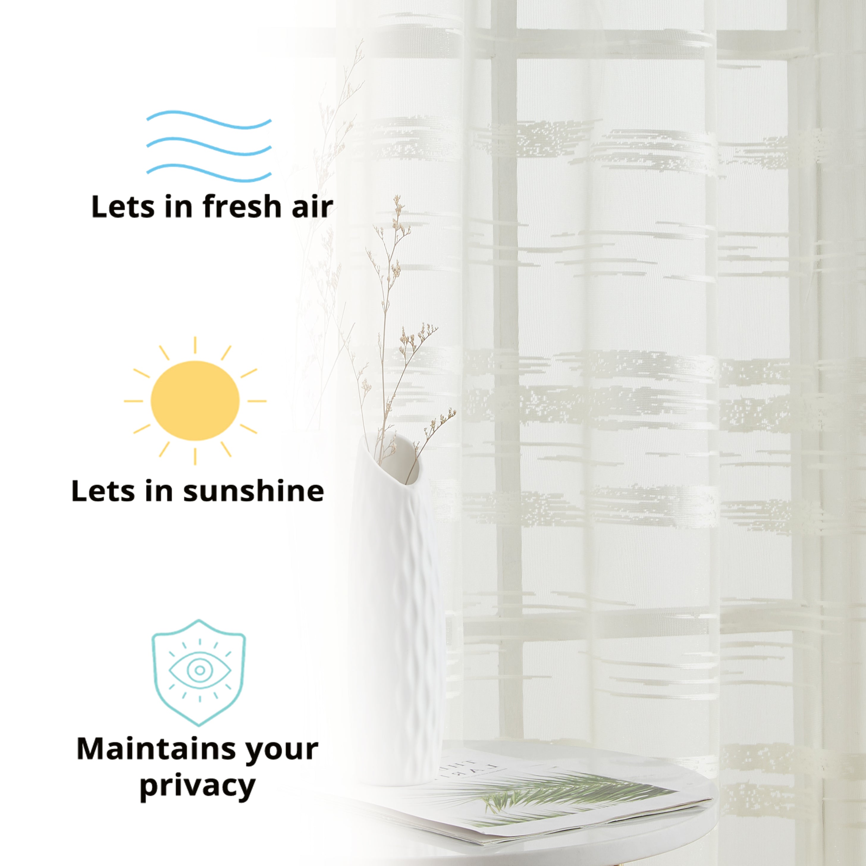 Broadway Stripe Sheer Grommet Curtain Panels