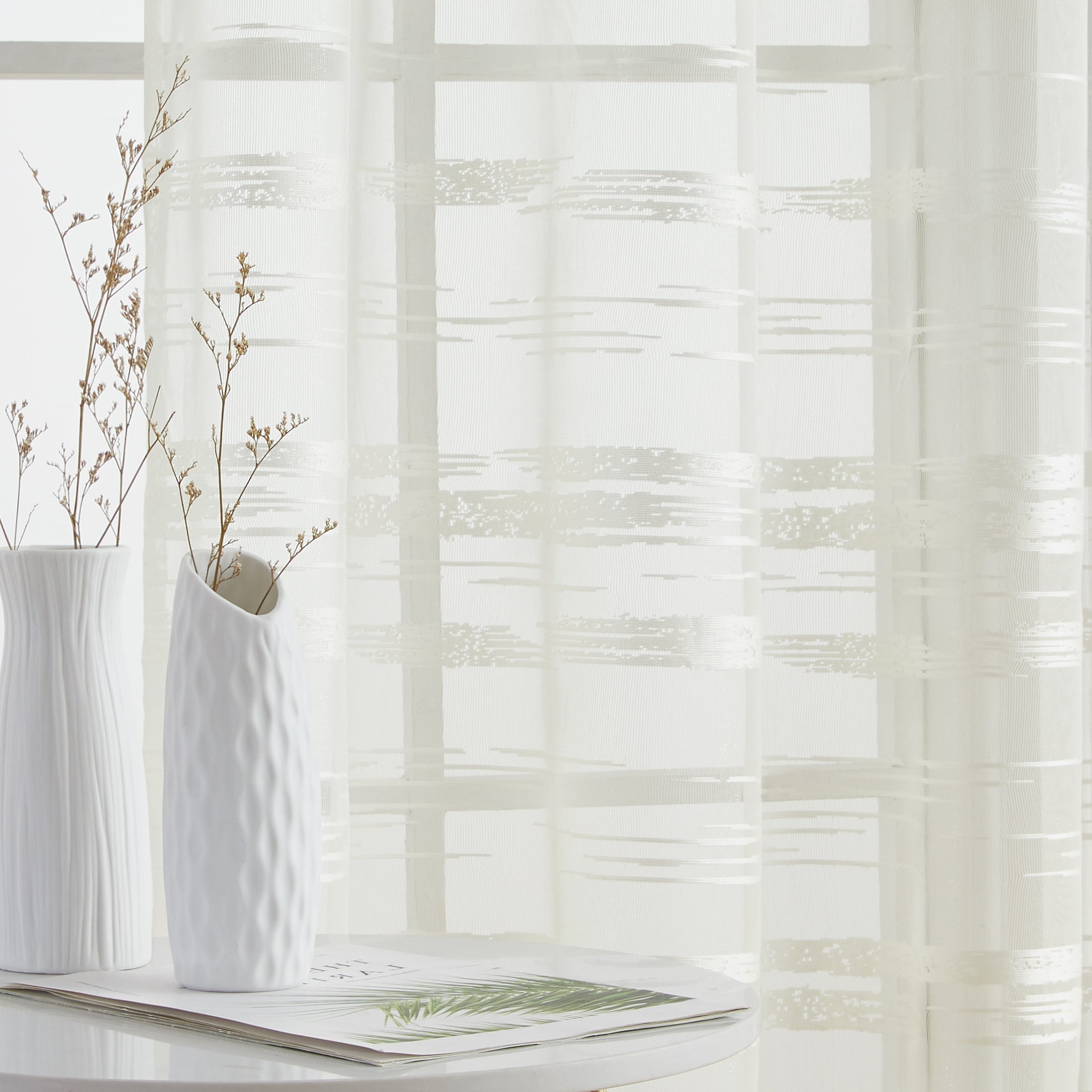 Broadway Stripe Sheer Grommet Curtain Panels