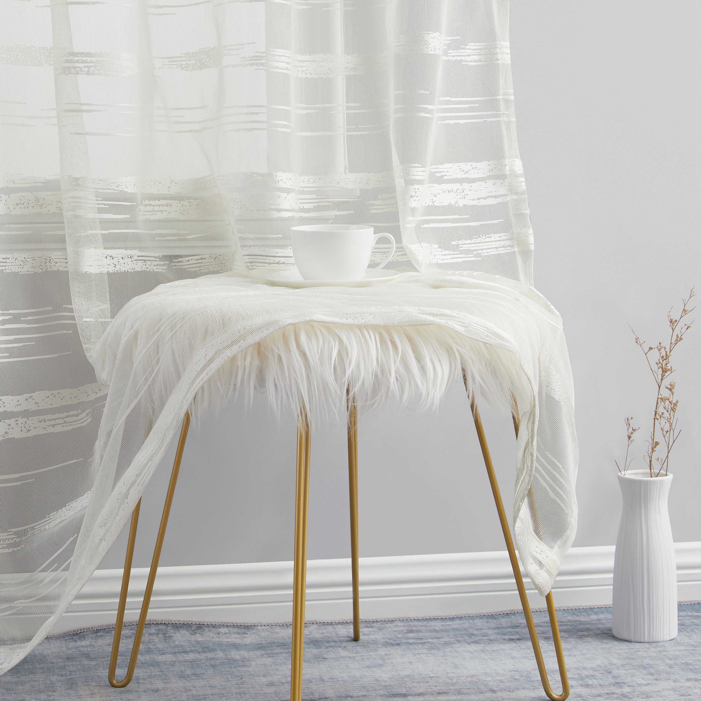 Broadway Stripe Sheer Grommet Curtain Panels