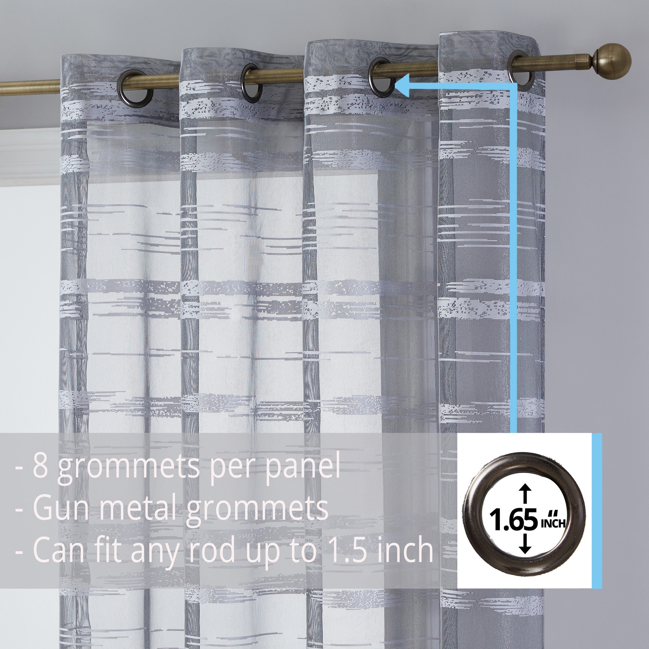 Broadway Stripe Sheer Grommet Curtain Panels