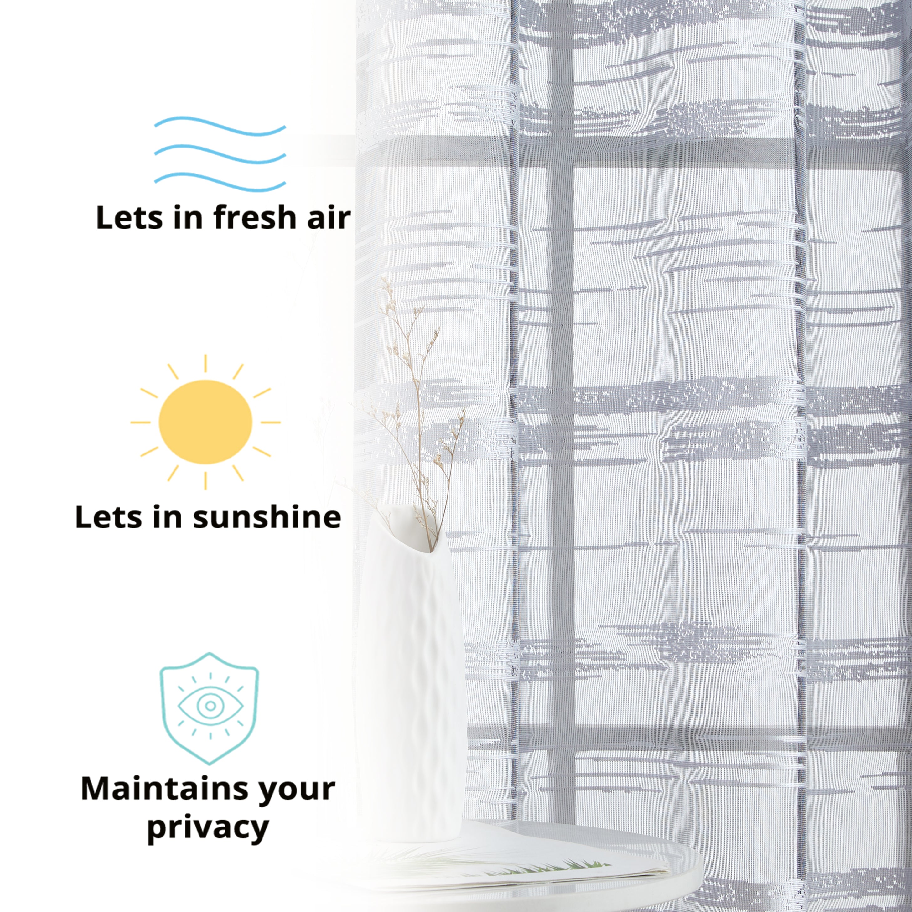 Broadway Stripe Sheer Grommet Curtain Panels