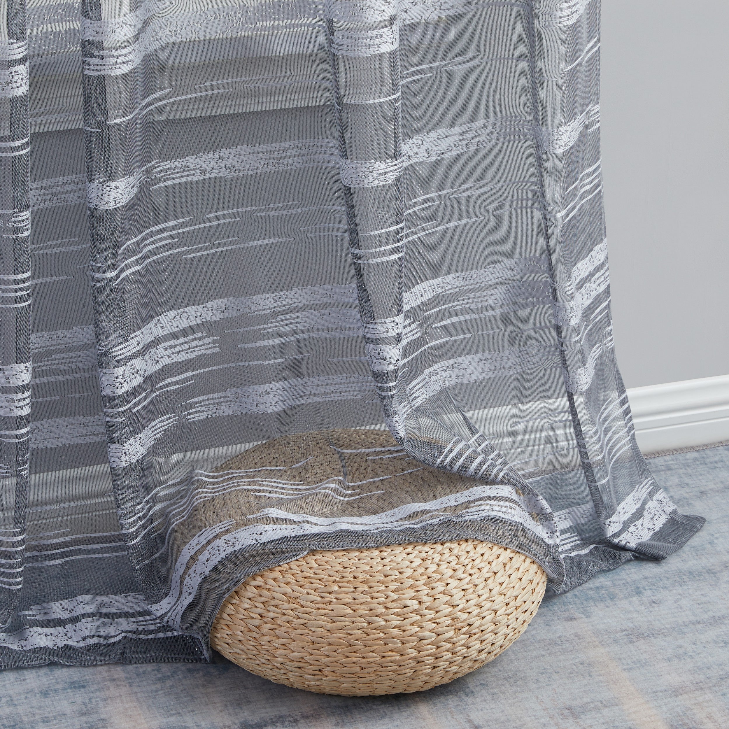 Broadway Stripe Sheer Grommet Curtain Panels