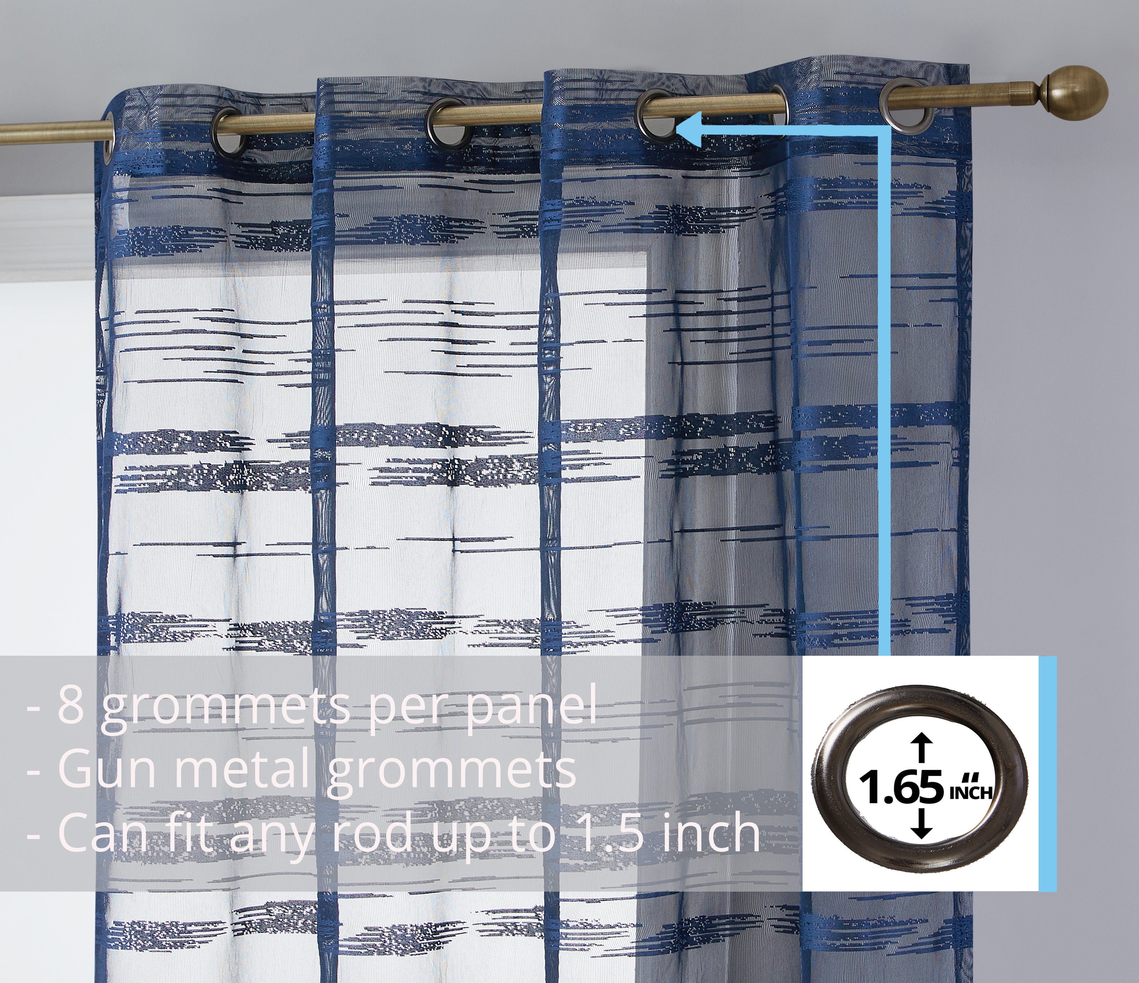 Broadway Stripe Sheer Grommet Curtain Panels