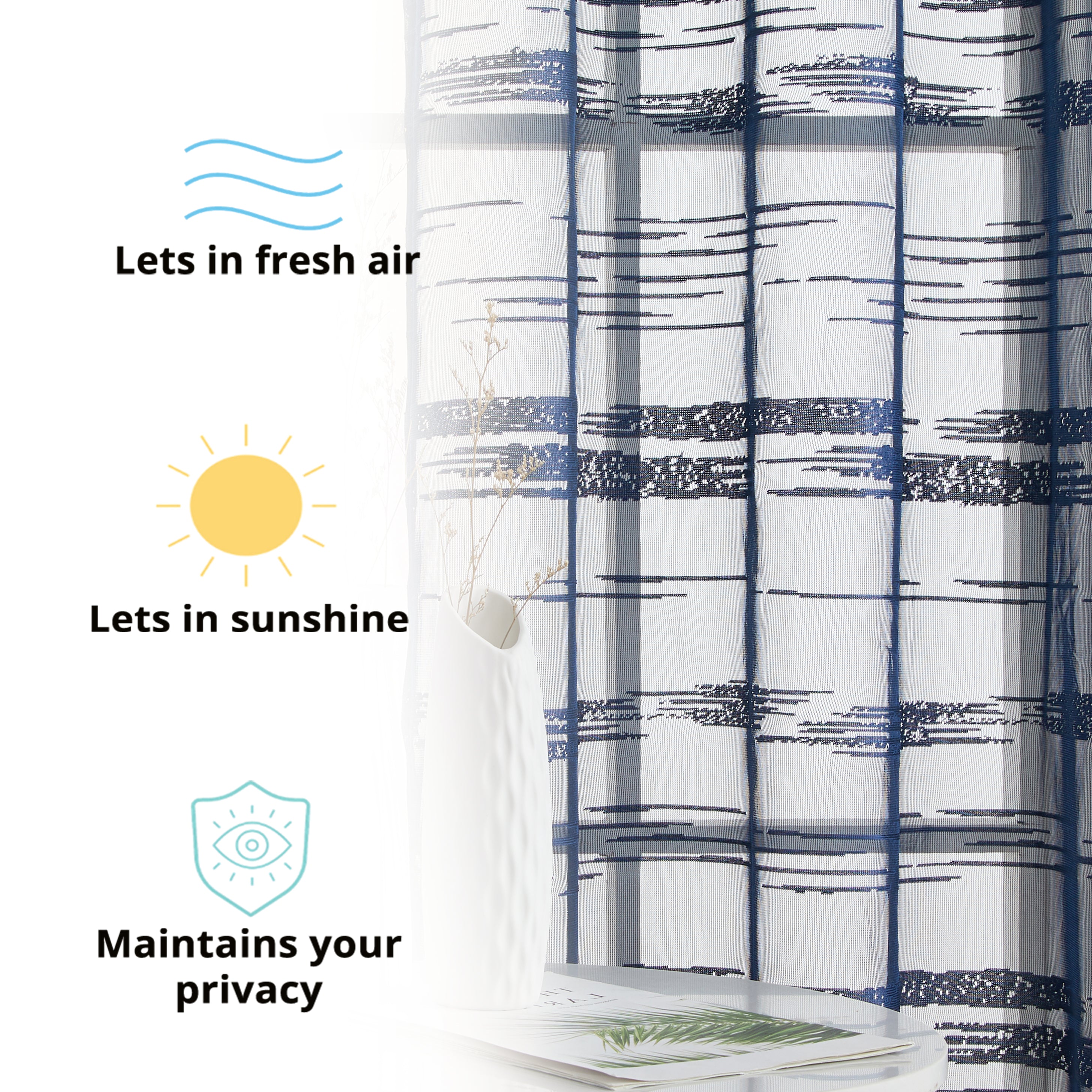 Broadway Stripe Sheer Grommet Curtain Panels