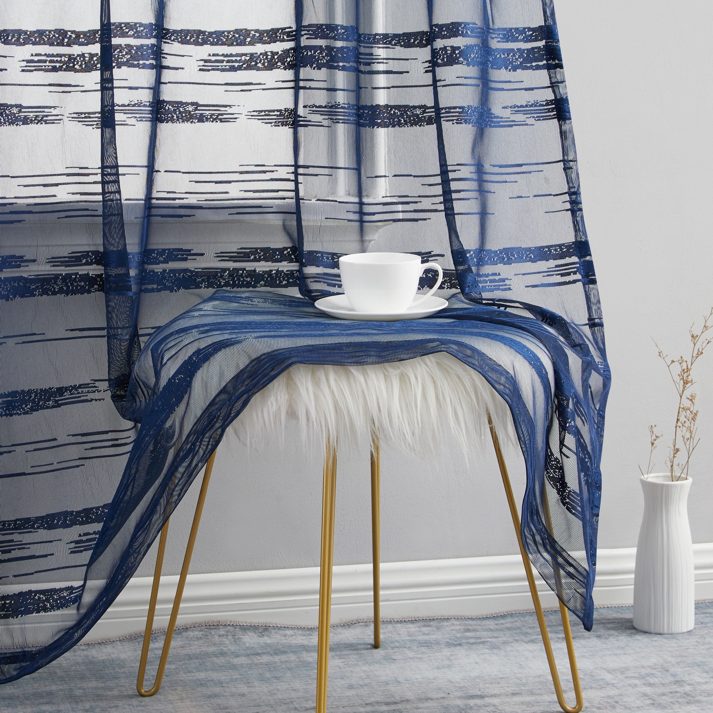 Broadway Stripe Sheer Grommet Curtain Panels