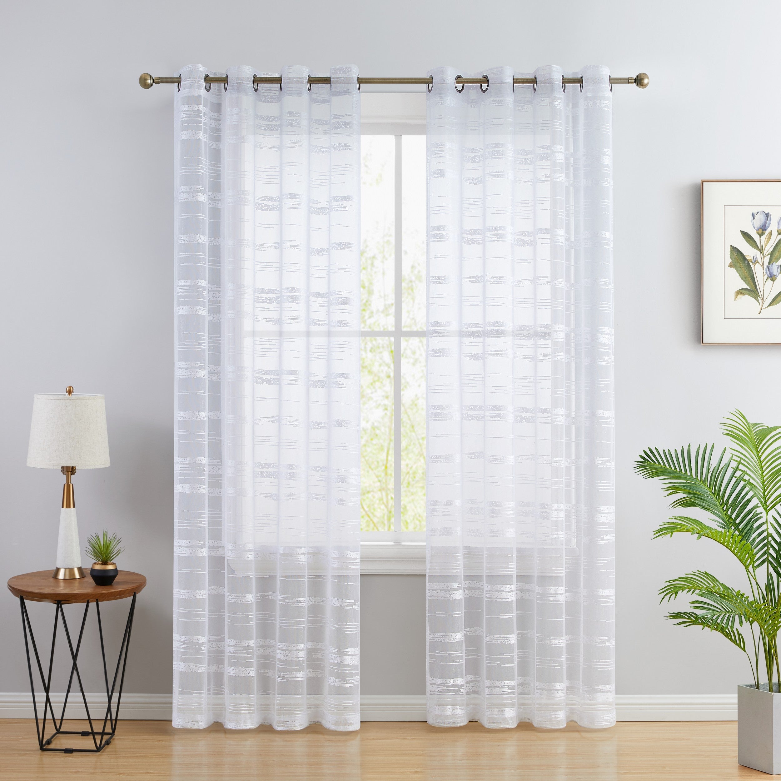 Broadway Stripe Sheer Grommet Curtain Panels