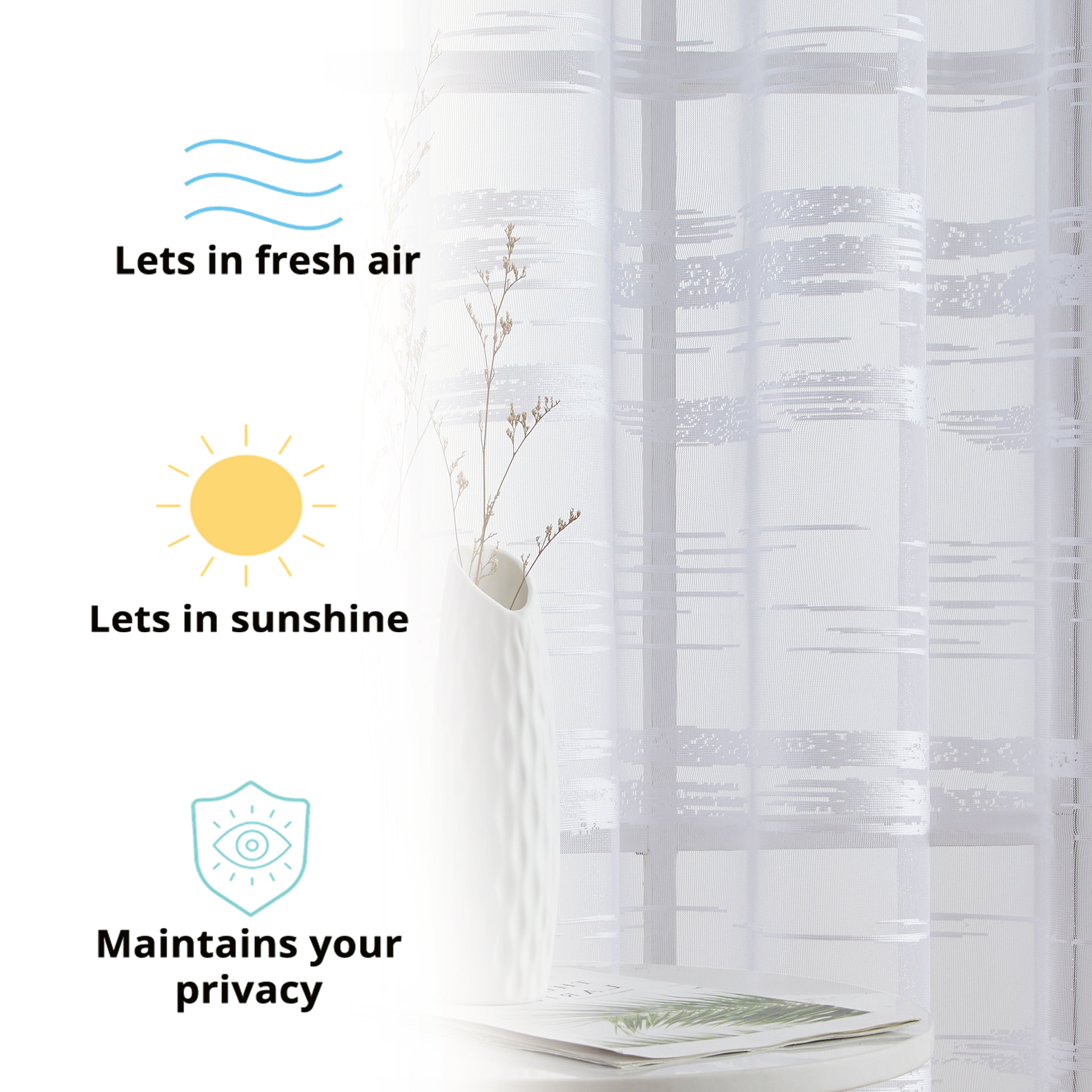 Broadway Stripe Sheer Grommet Curtain Panels