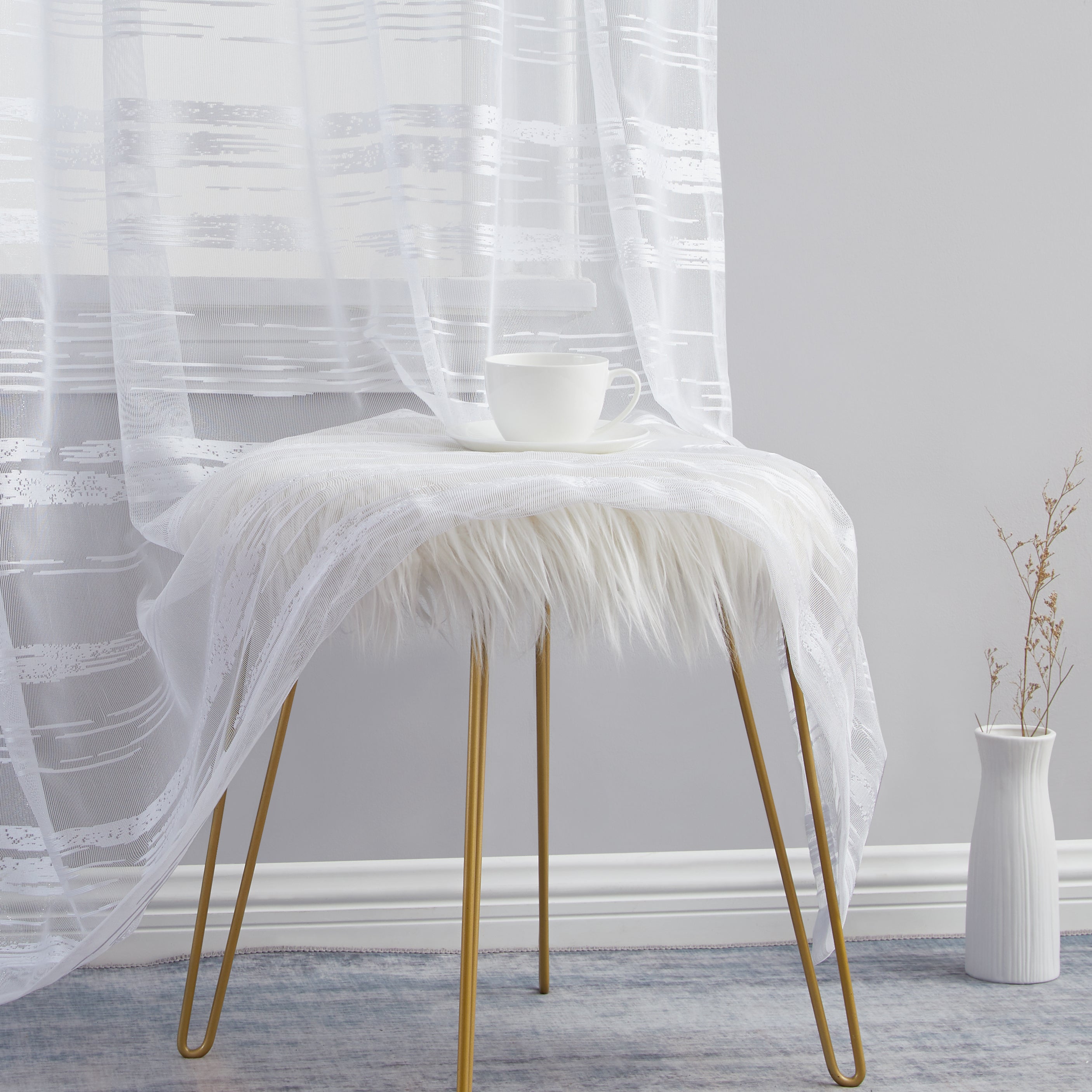 Broadway Stripe Sheer Grommet Curtain Panels