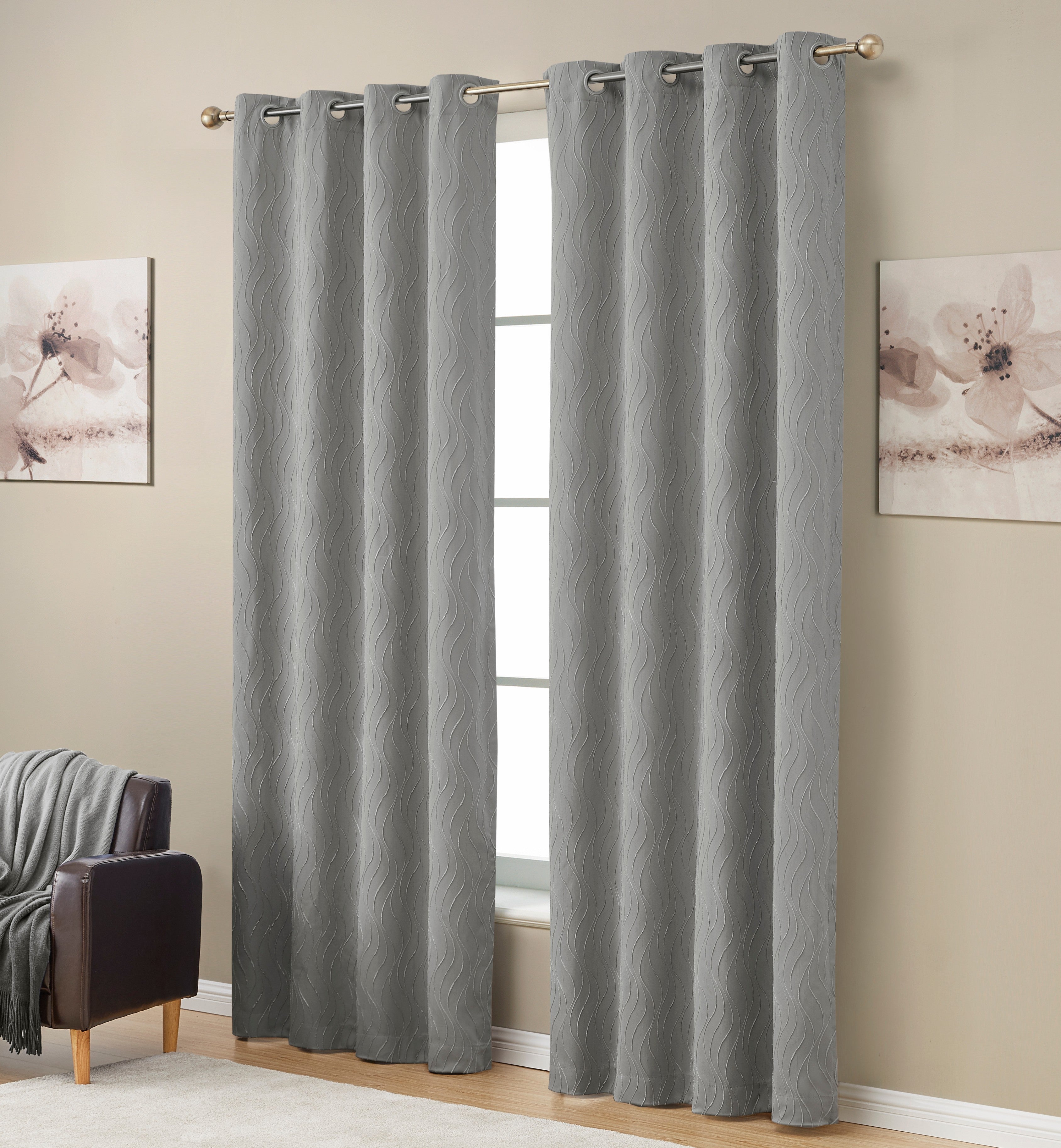 Camden Jacquard 100% Blackout Grommet Curtain Panels