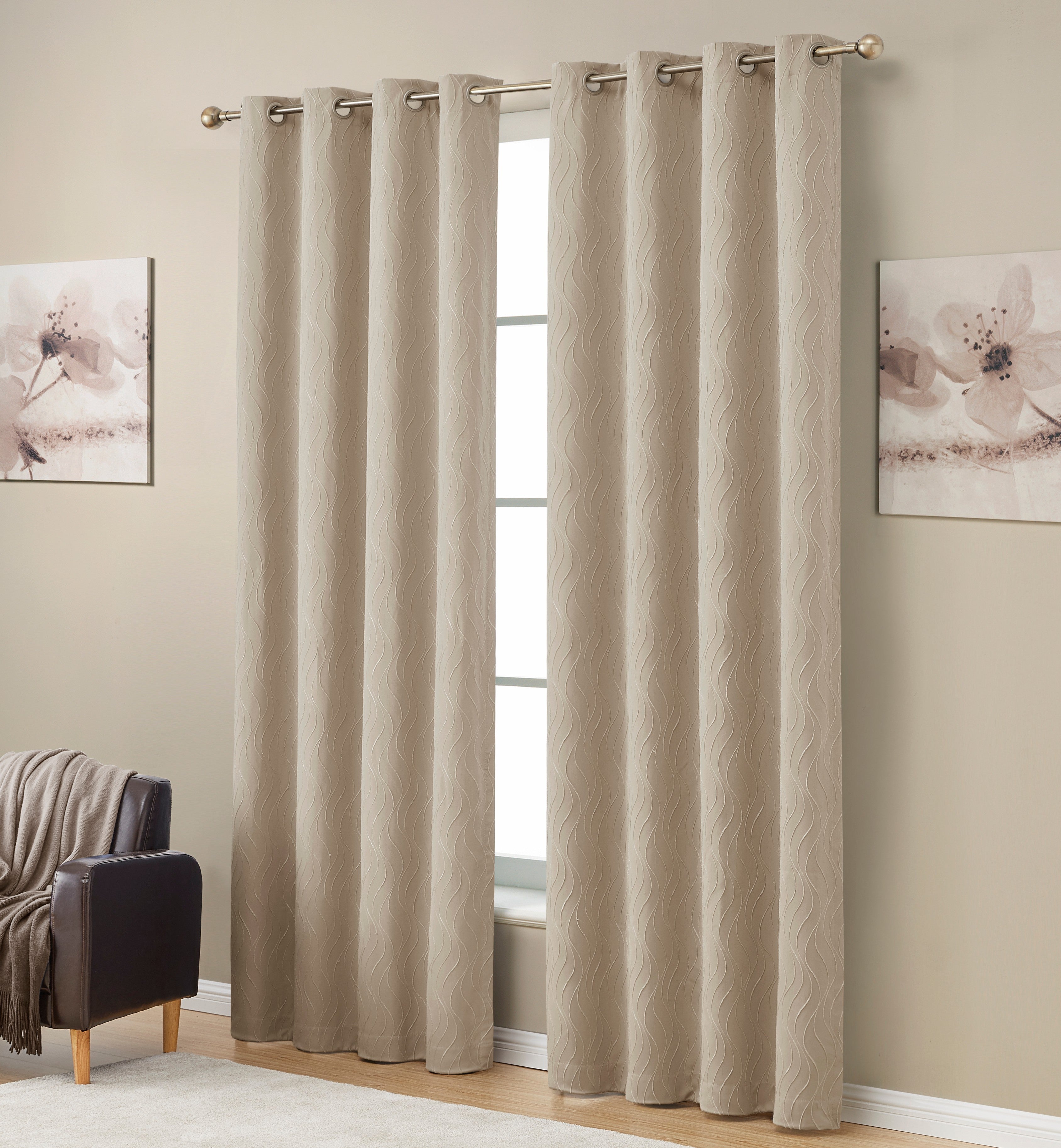 Camden Jacquard 100% Blackout Grommet Curtain Panels
