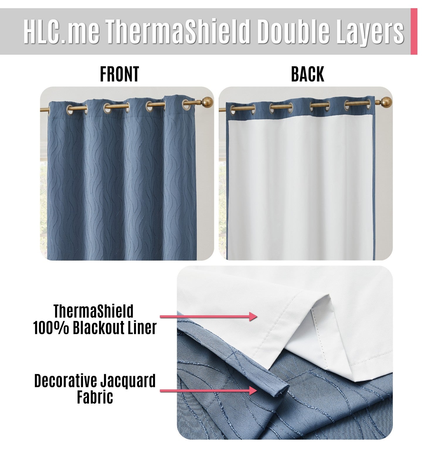 Camden Jacquard 100% Blackout Grommet Curtain Panels