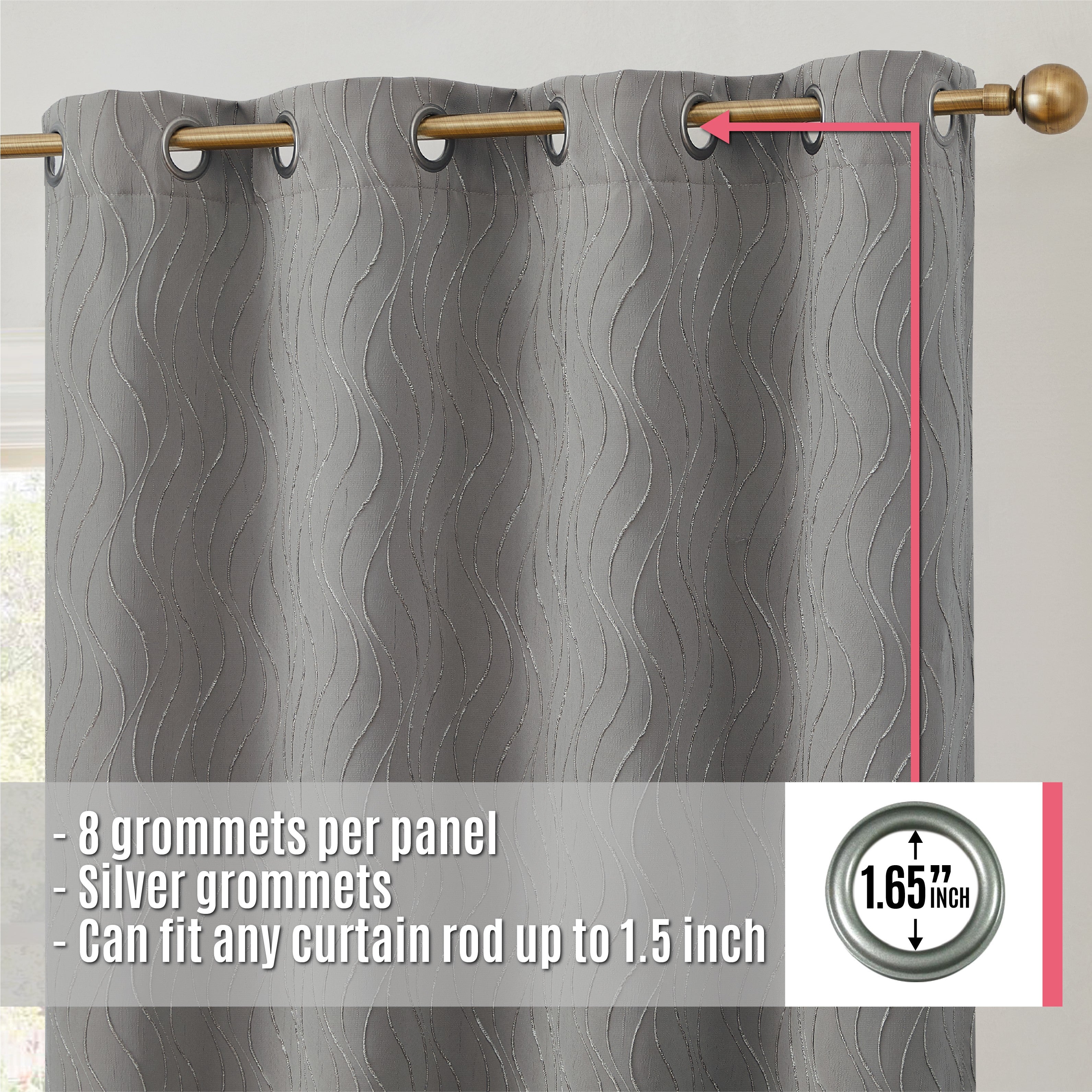 Camden Jacquard 100% Blackout Grommet Curtain Panels