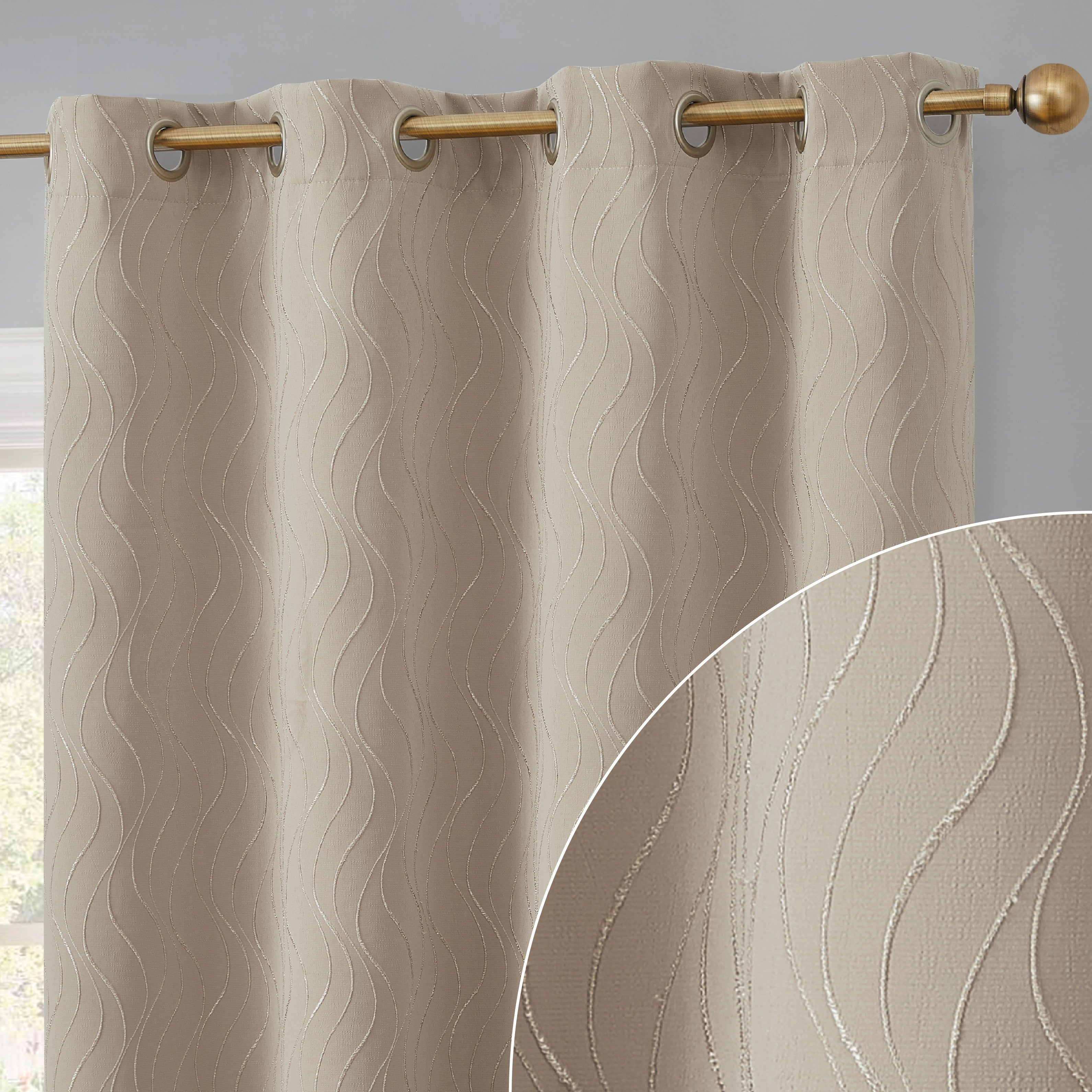 Camden Jacquard 100% Blackout Grommet Curtain Panels