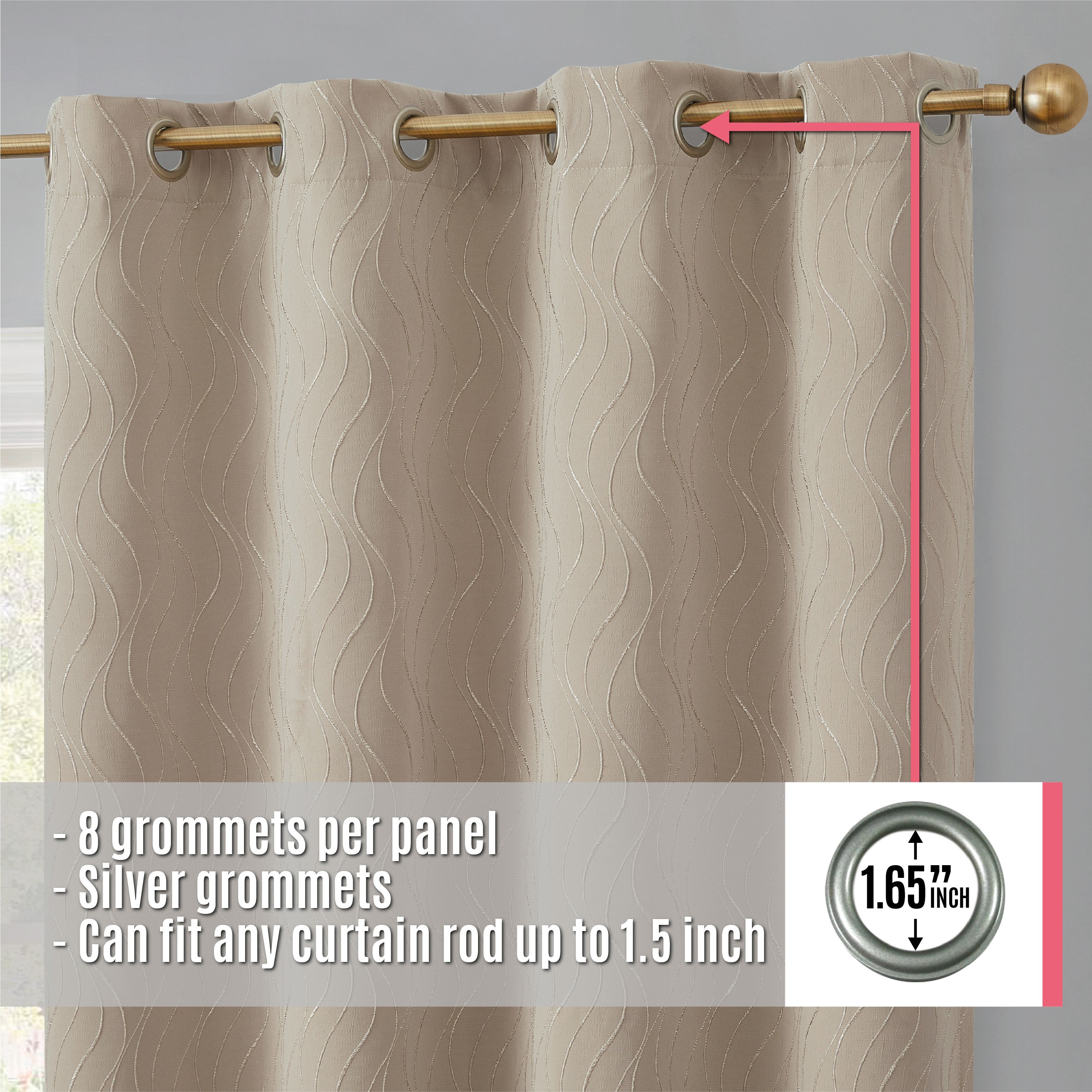 Camden Jacquard 100% Blackout Grommet Curtain Panels
