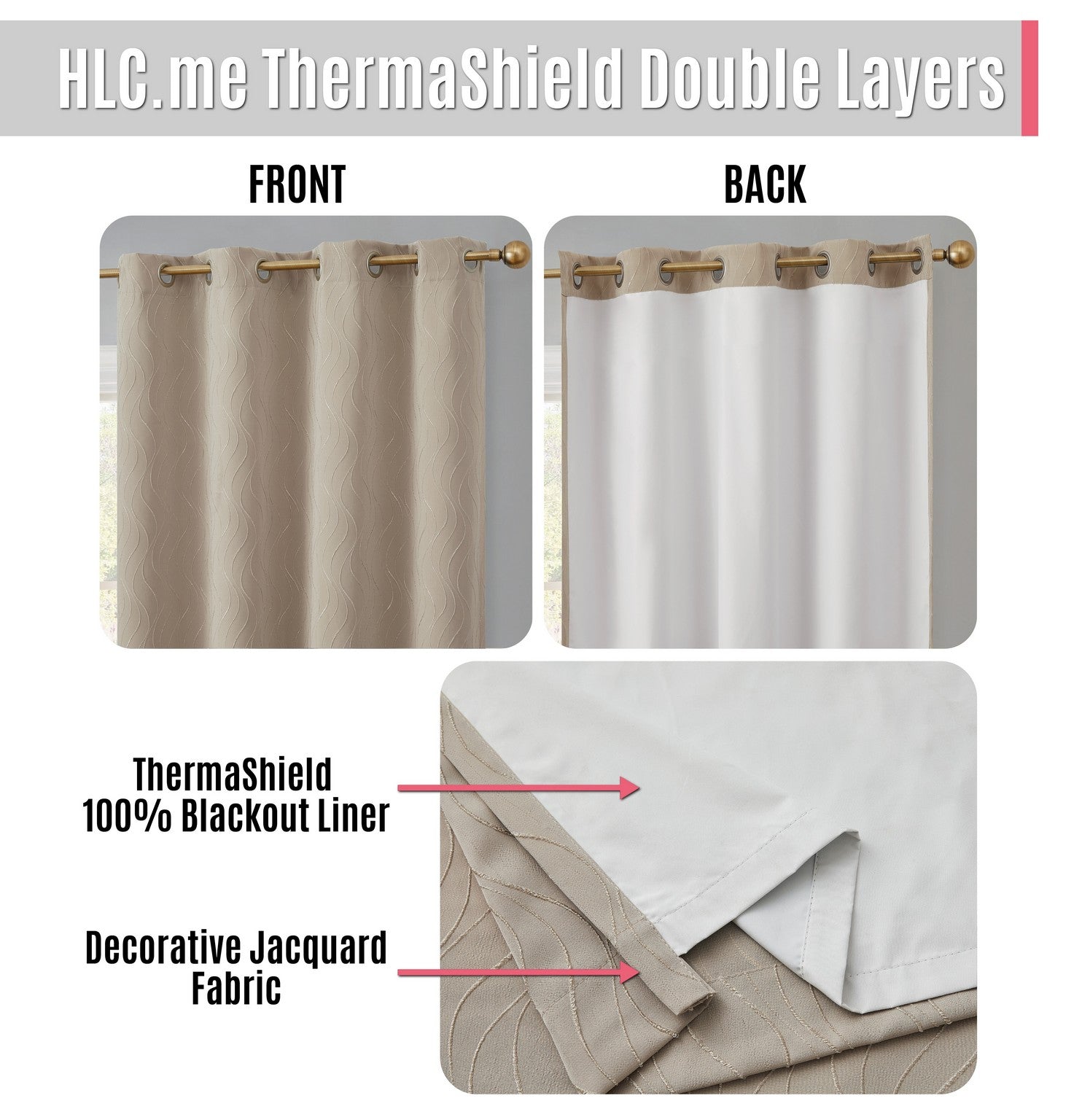 Camden Jacquard 100% Blackout Grommet Curtain Panels