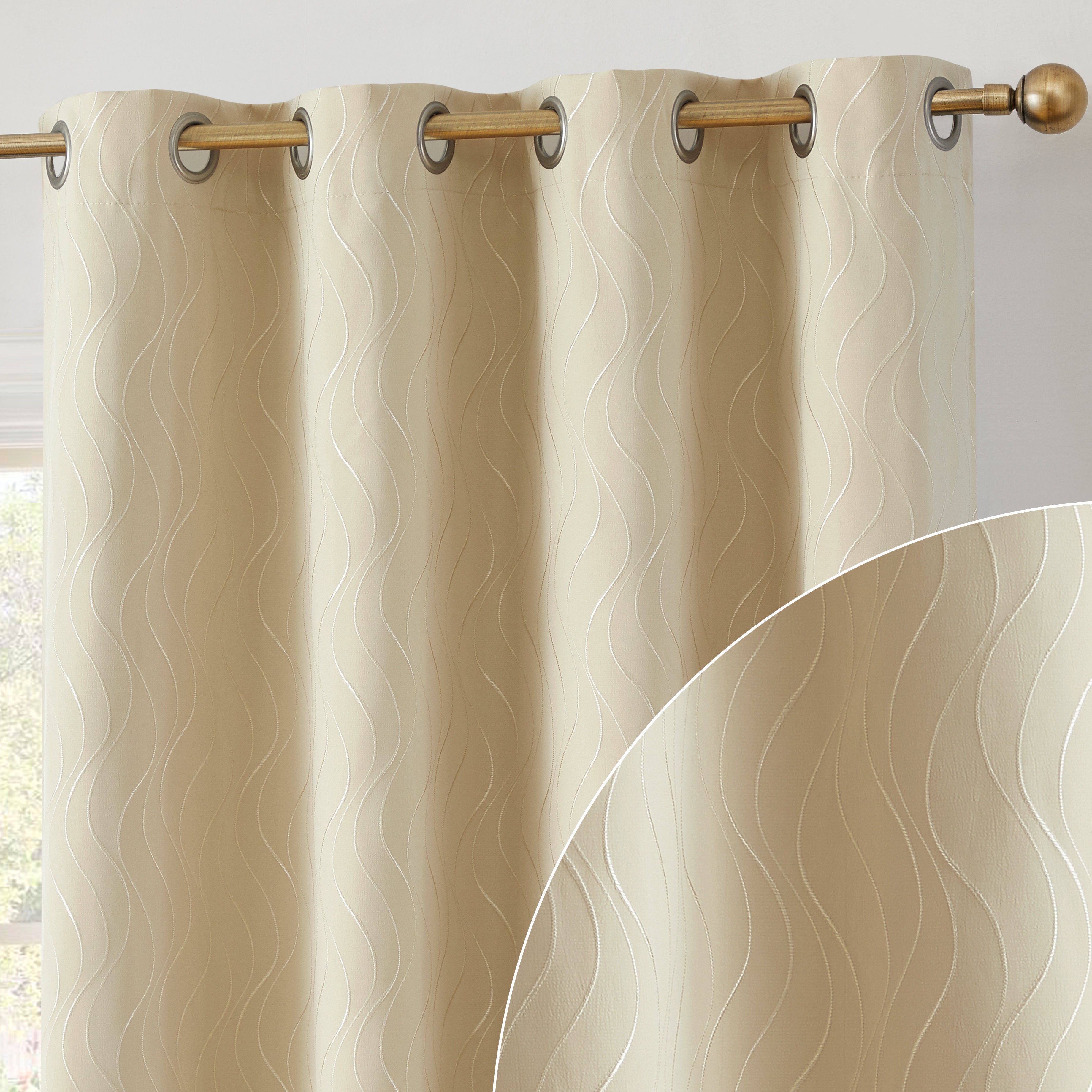 Camden Jacquard 100% Blackout Grommet Curtain Panels