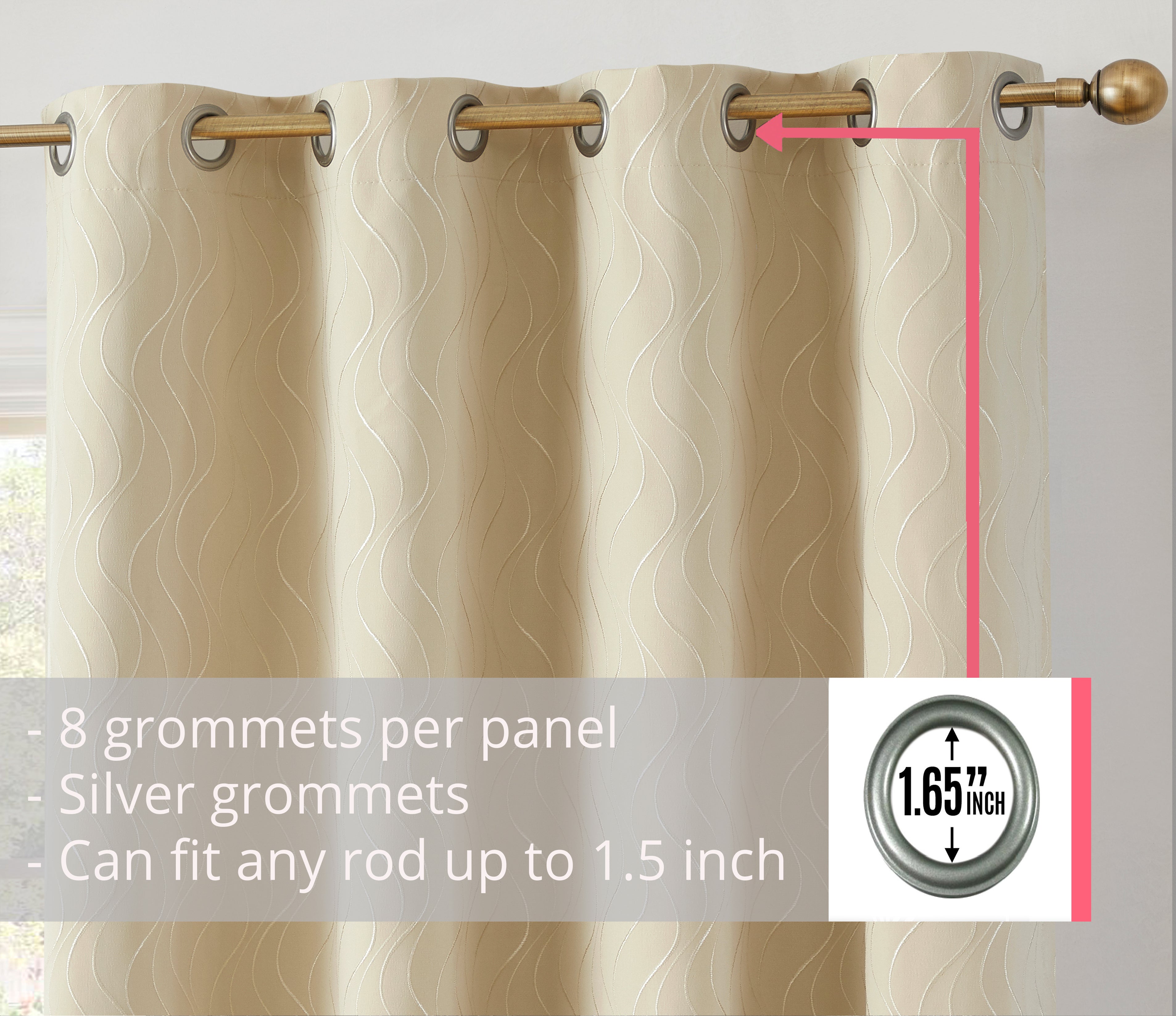 Camden Jacquard 100% Blackout Grommet Curtain Panels