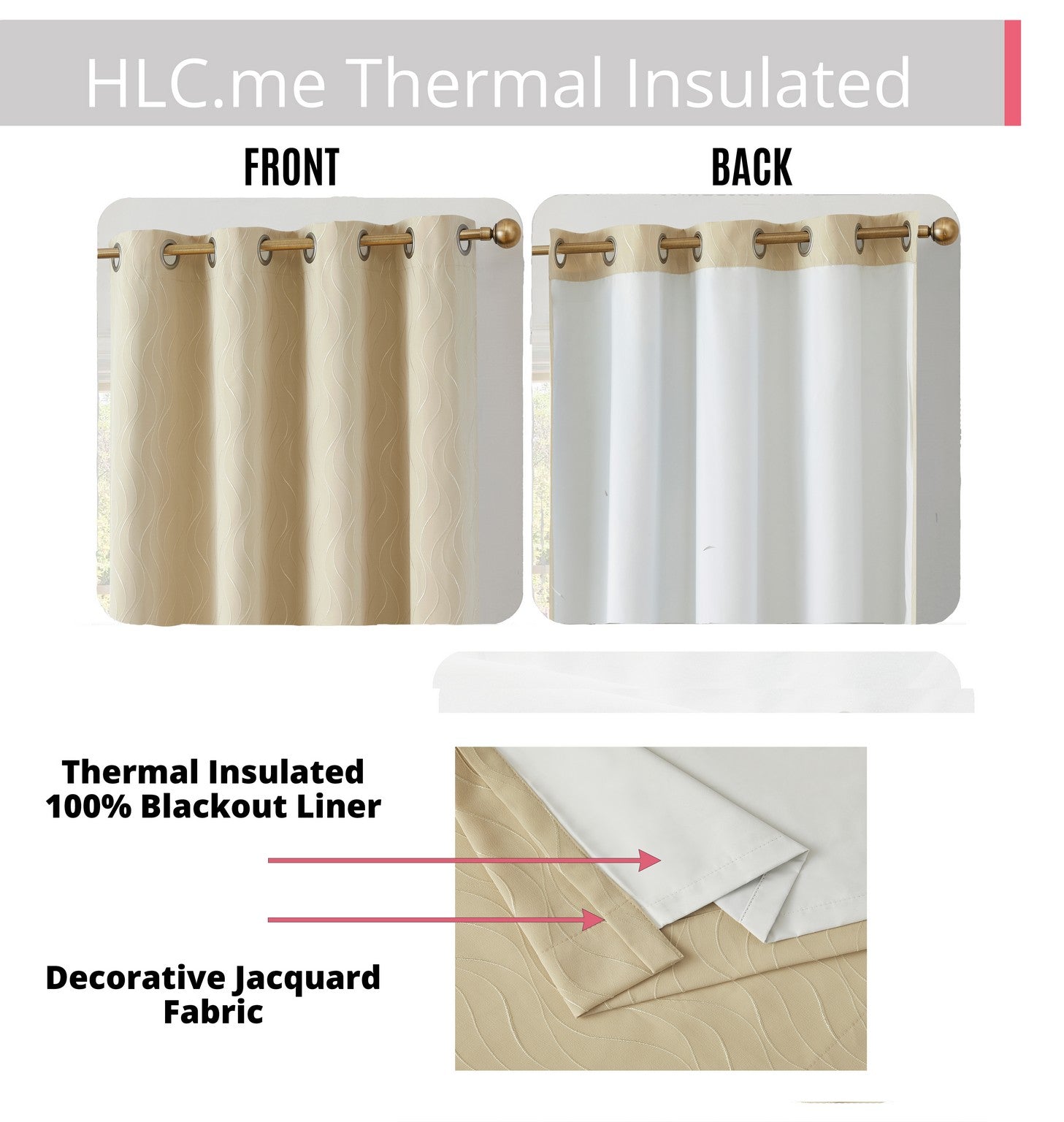 Camden Jacquard 100% Blackout Grommet Curtain Panels