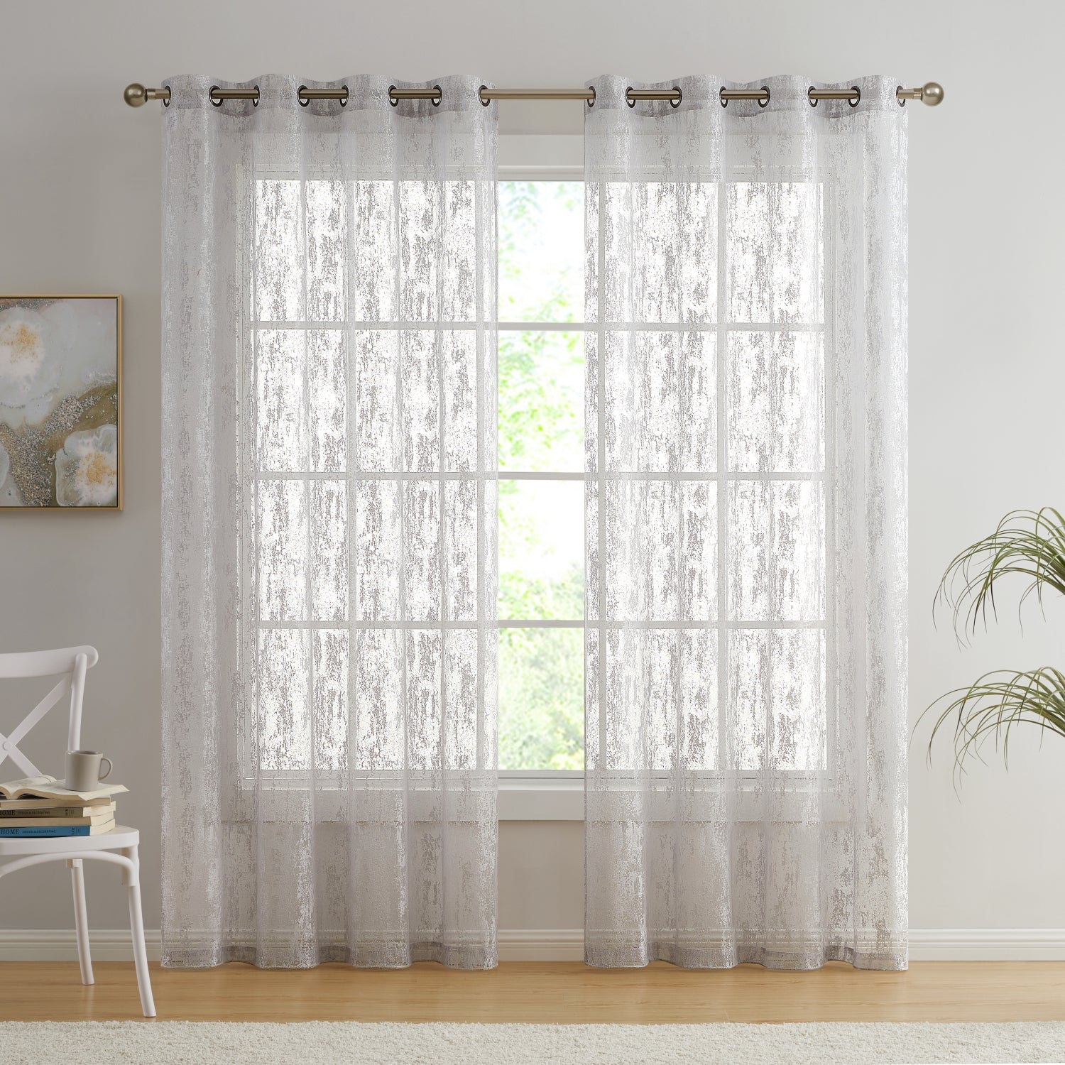 Crawford Abstract Grommet Sheer Curtains