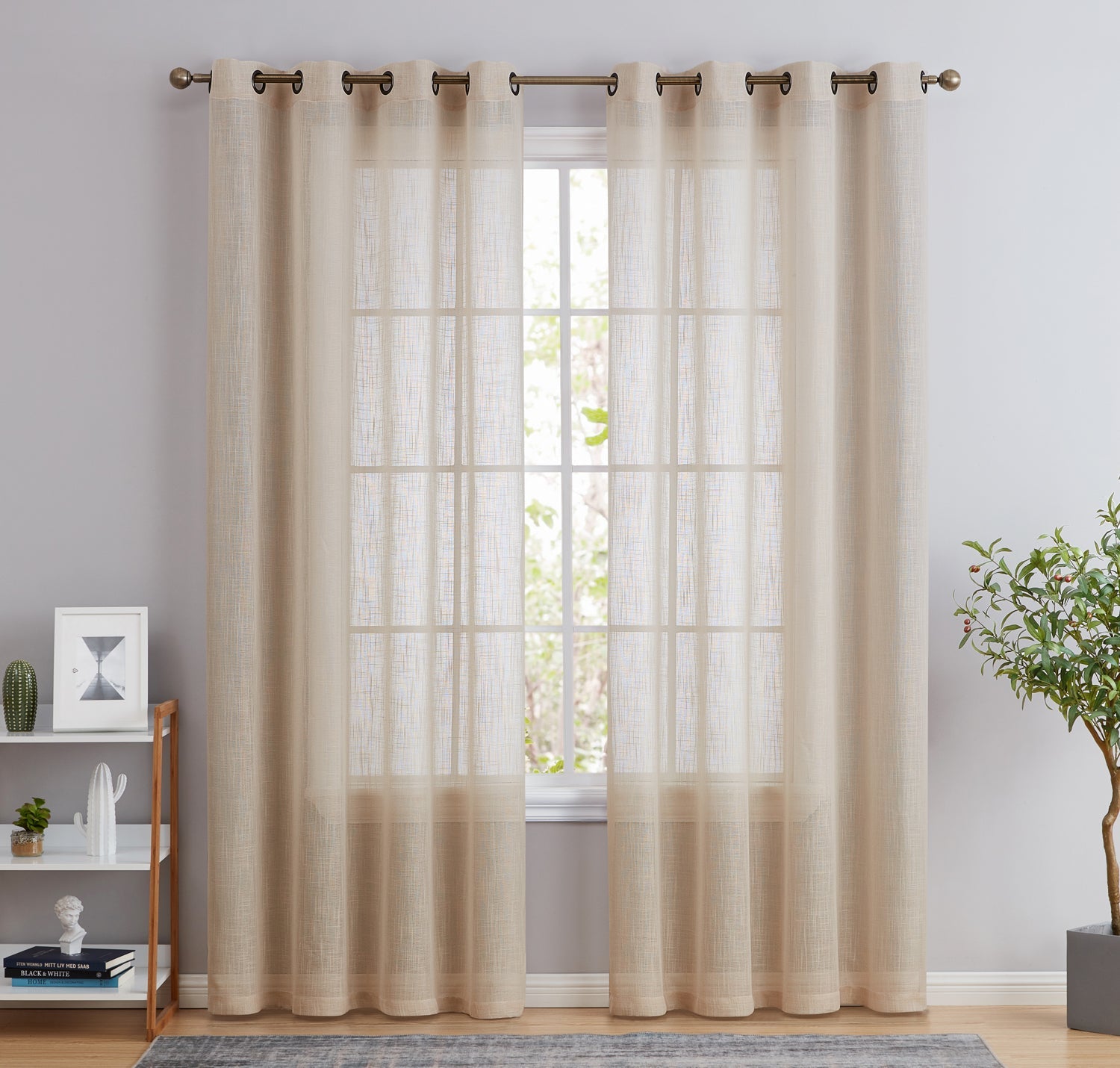 Abbey Faux Linen Grommet Curtain Panels