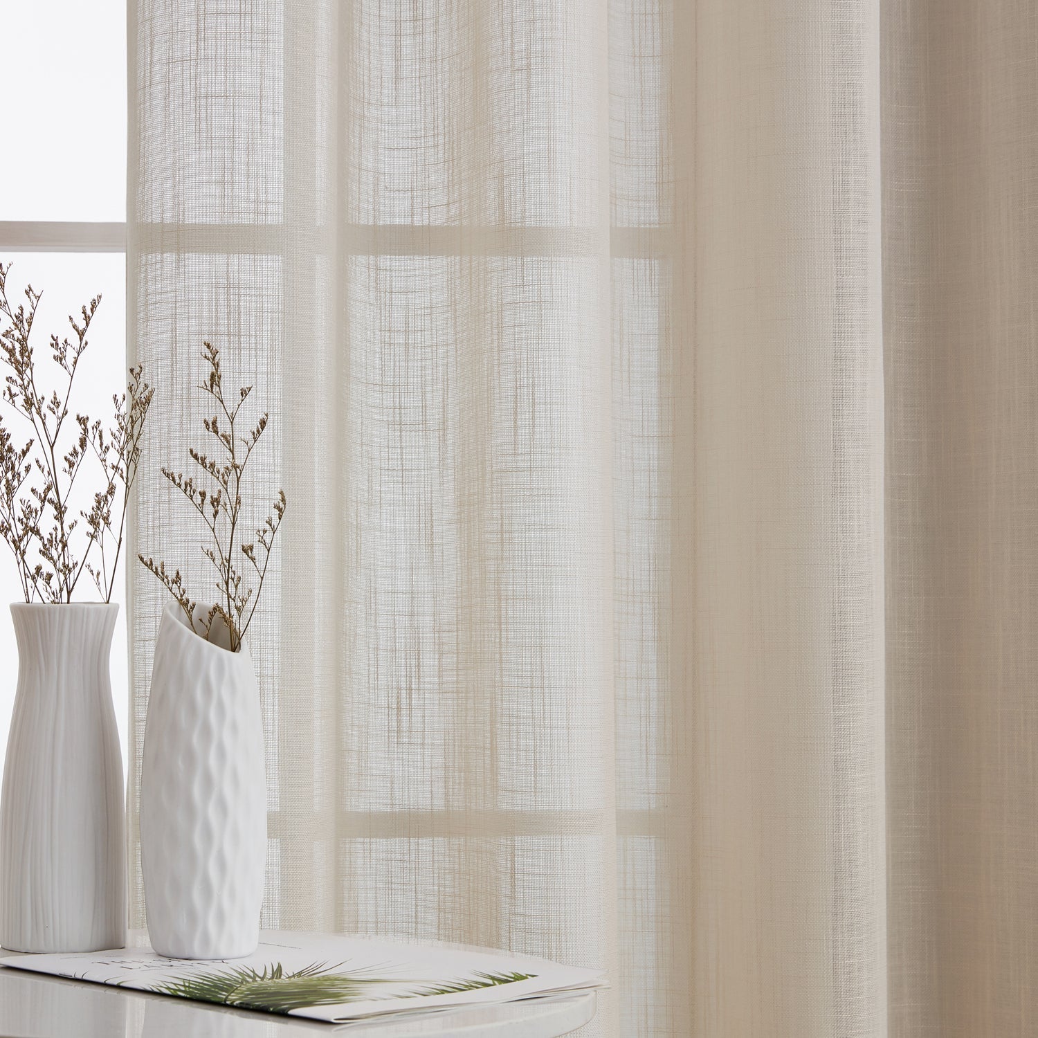 Abbey Faux Linen Grommet Curtain Panels