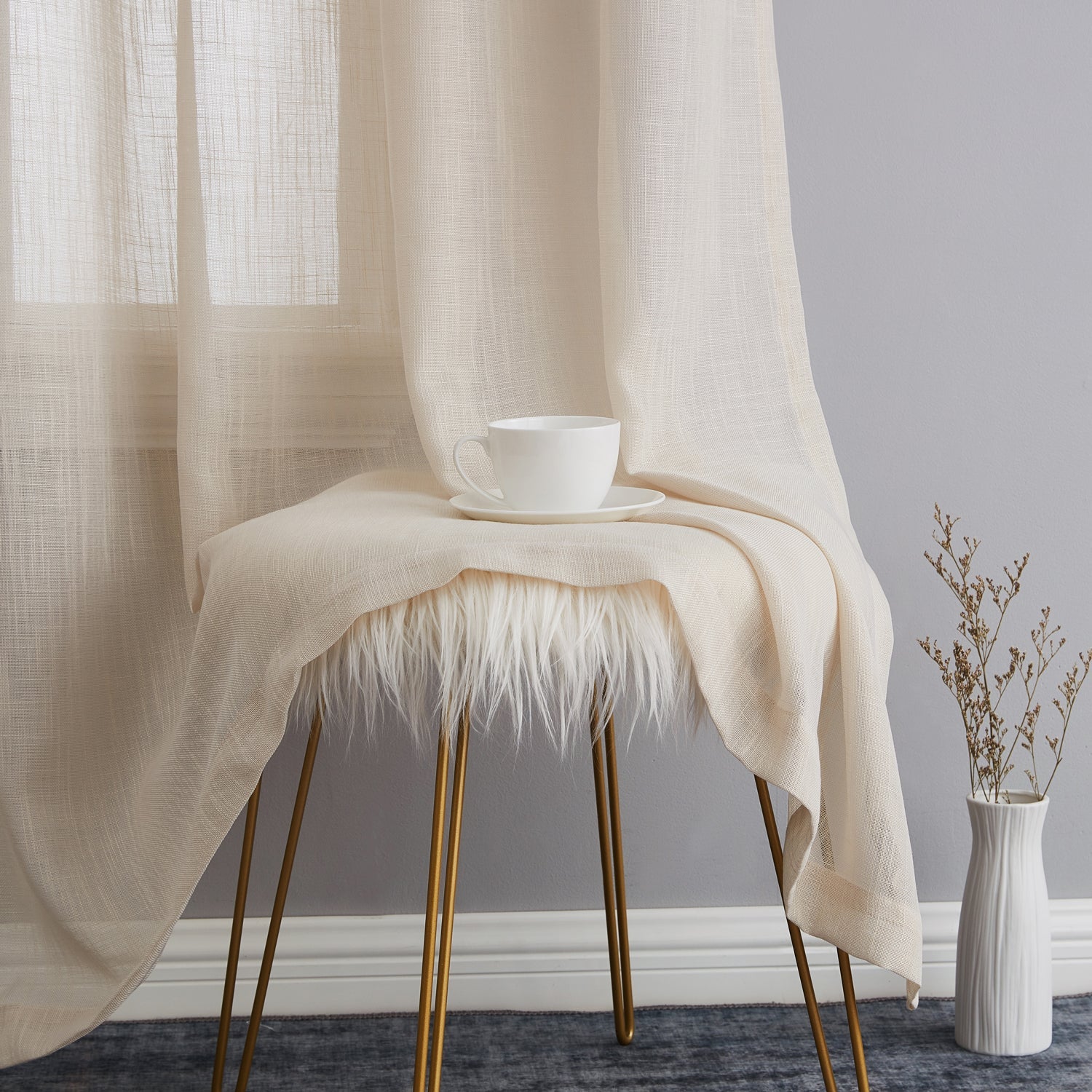 Abbey Faux Linen Grommet Curtain Panels