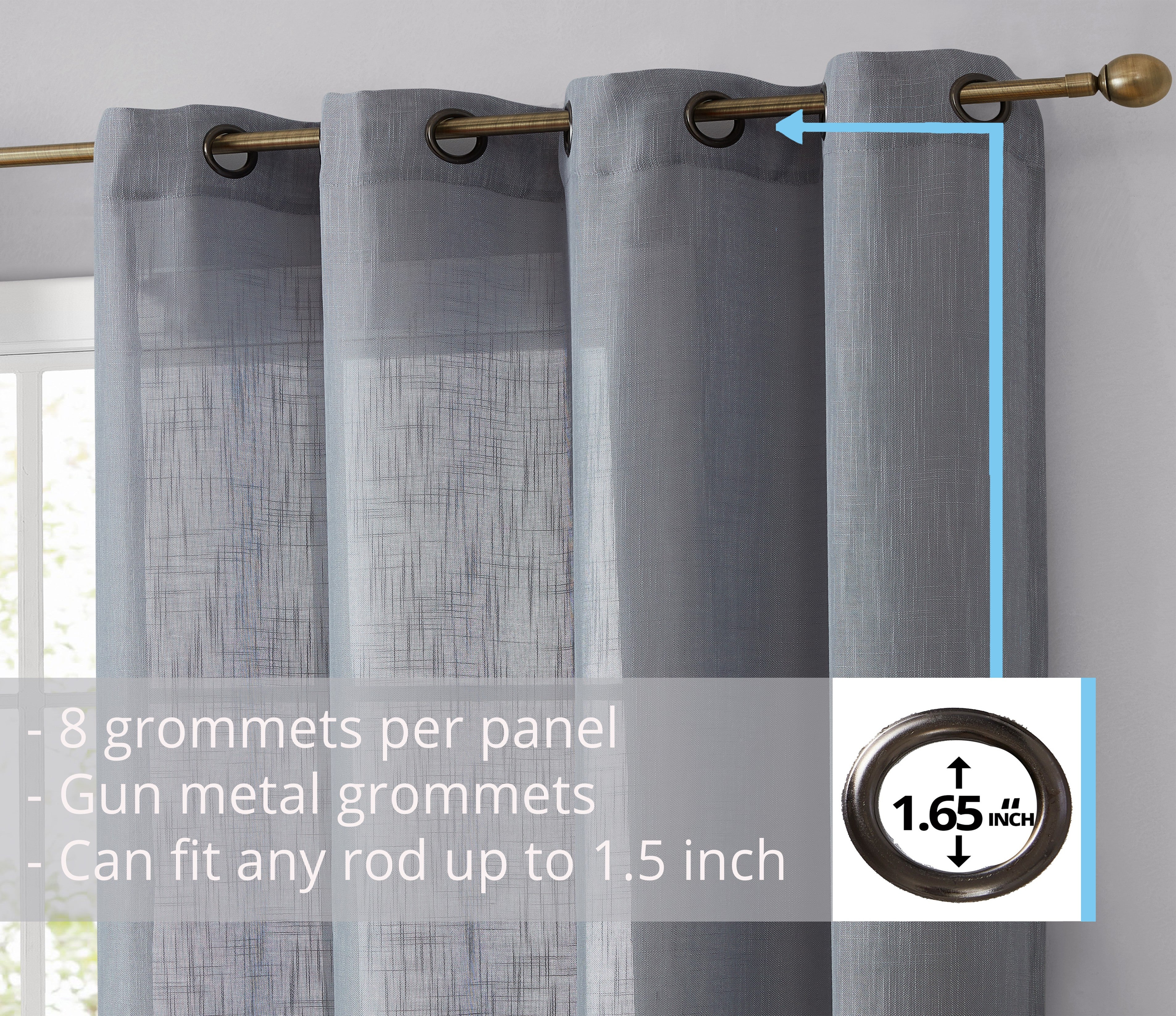 Abbey Faux Linen Grommet Curtain Panels