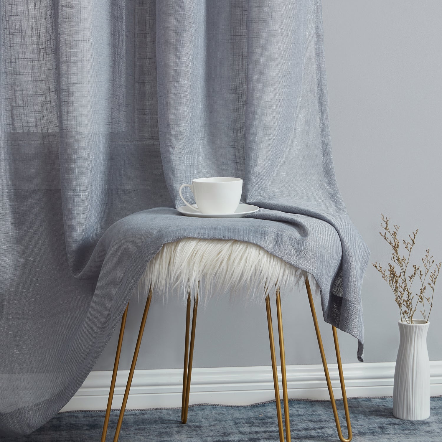 Abbey Faux Linen Grommet Curtain Panels