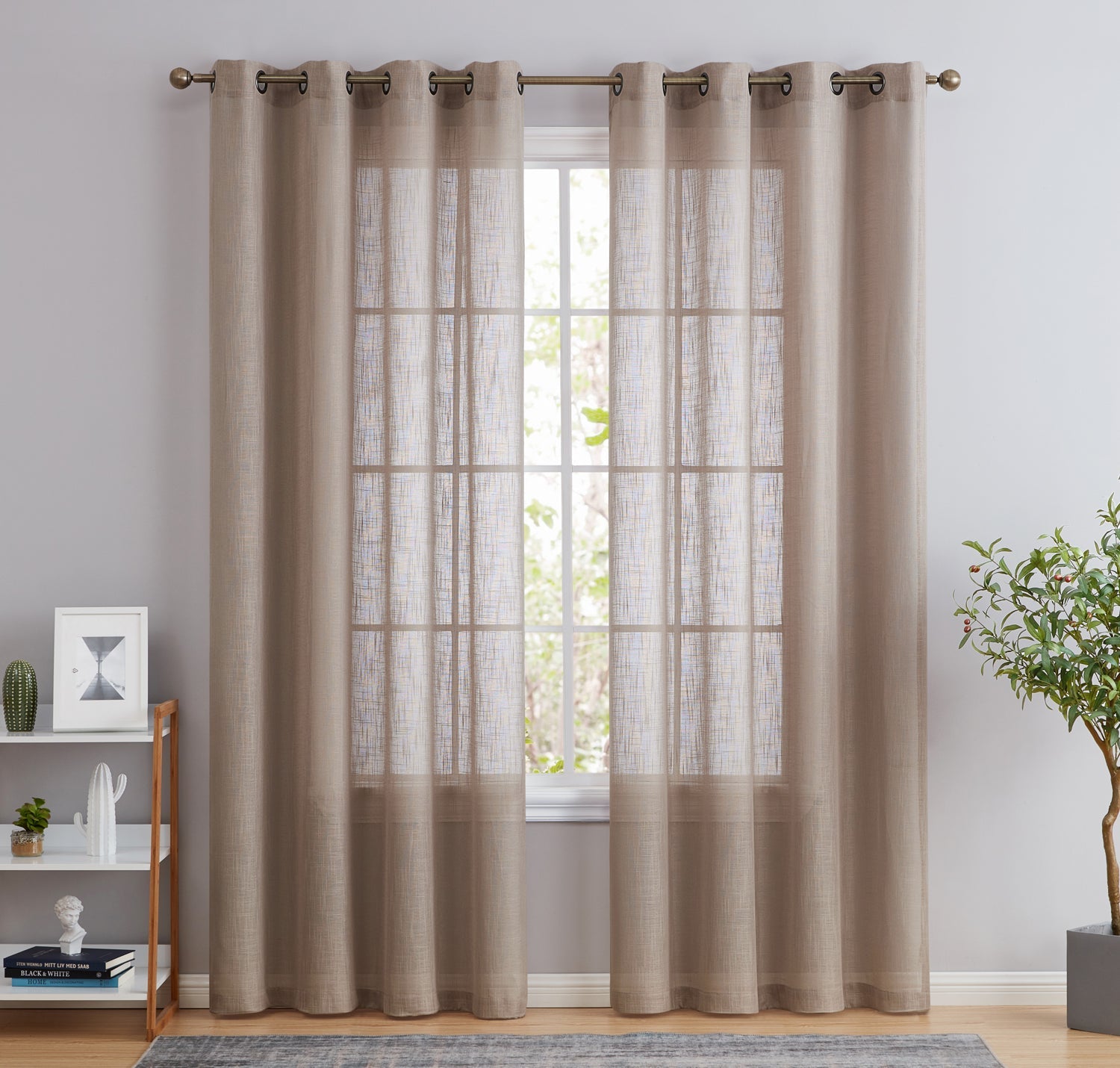 Abbey Faux Linen Grommet Curtain Panels
