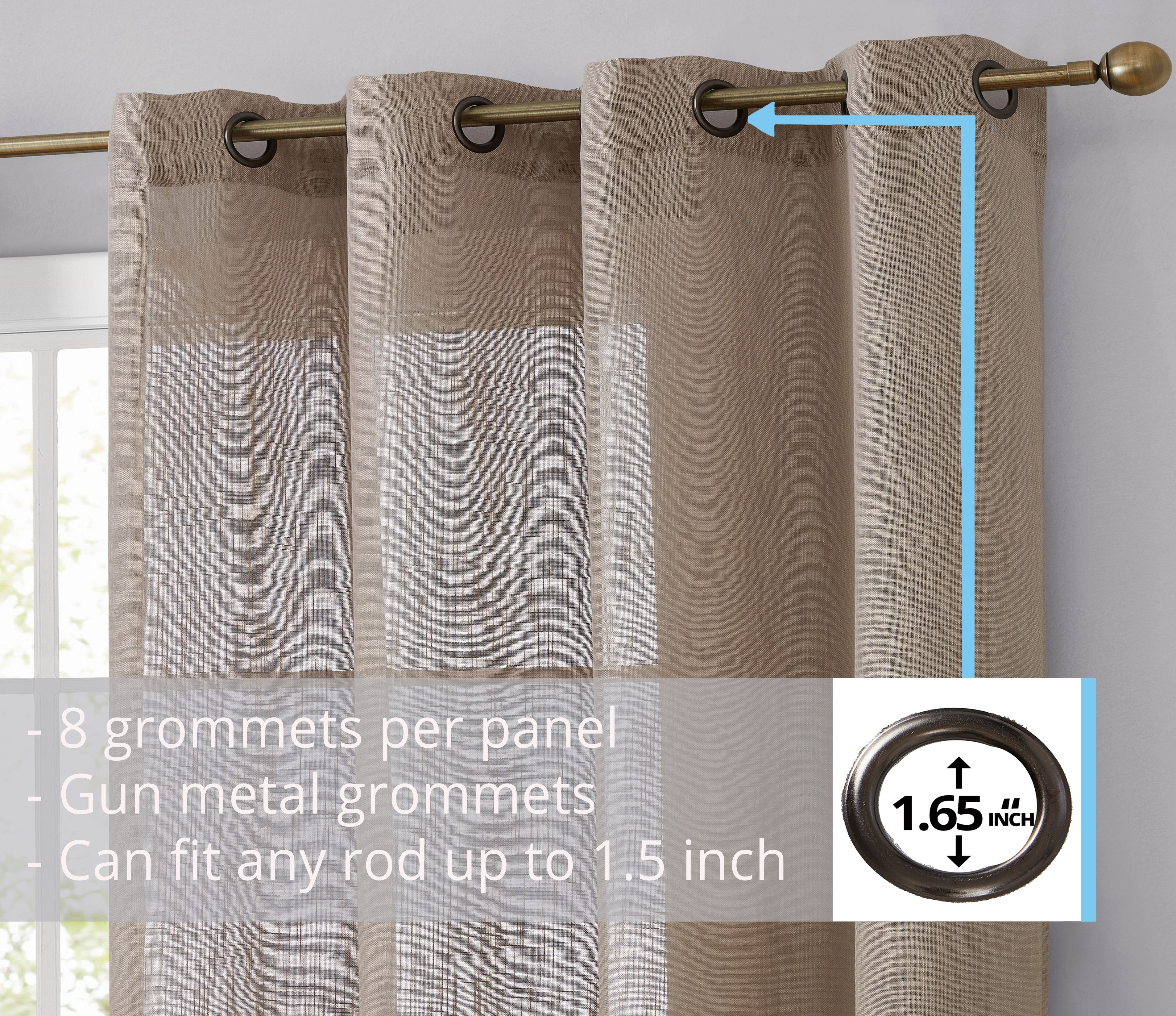 Abbey Faux Linen Grommet Curtain Panels