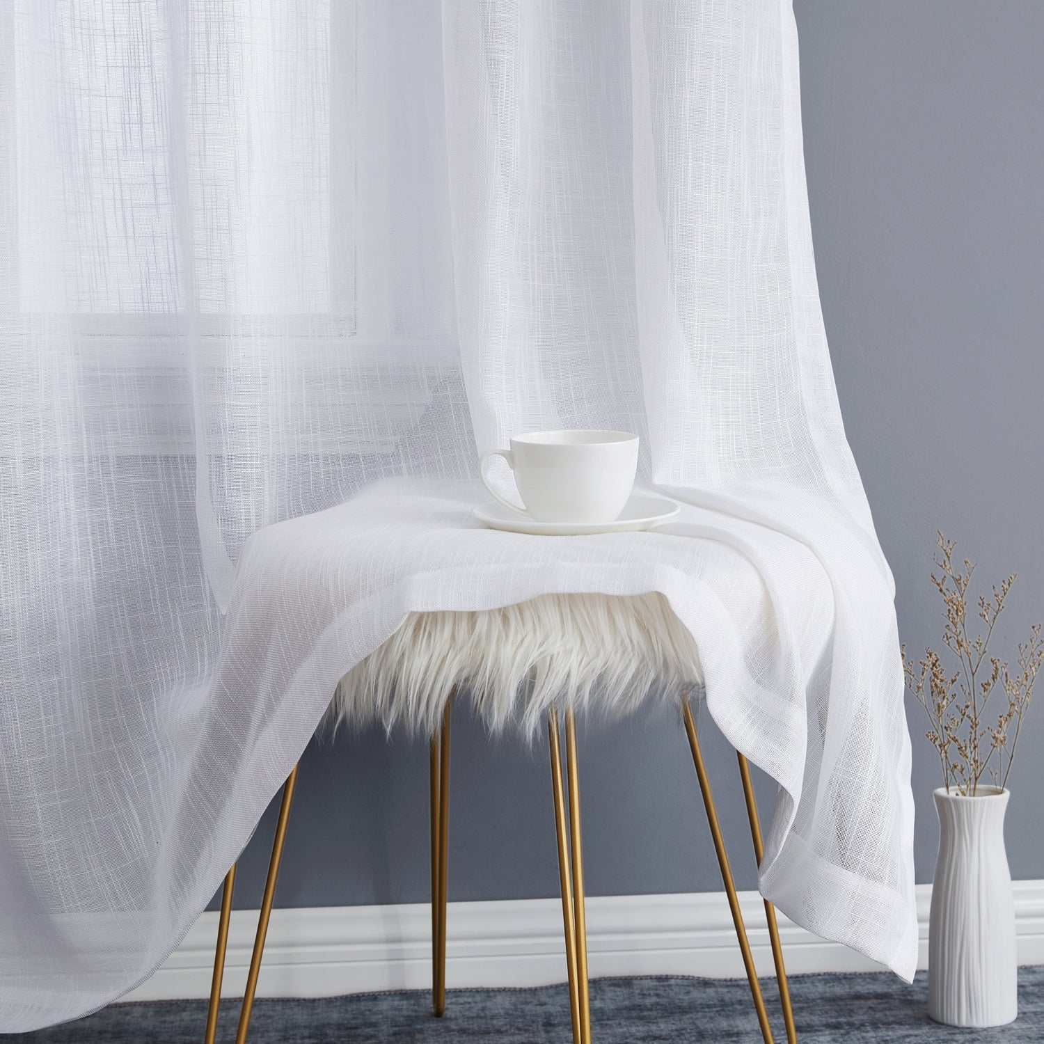 Abbey Faux Linen Grommet Curtain Panels