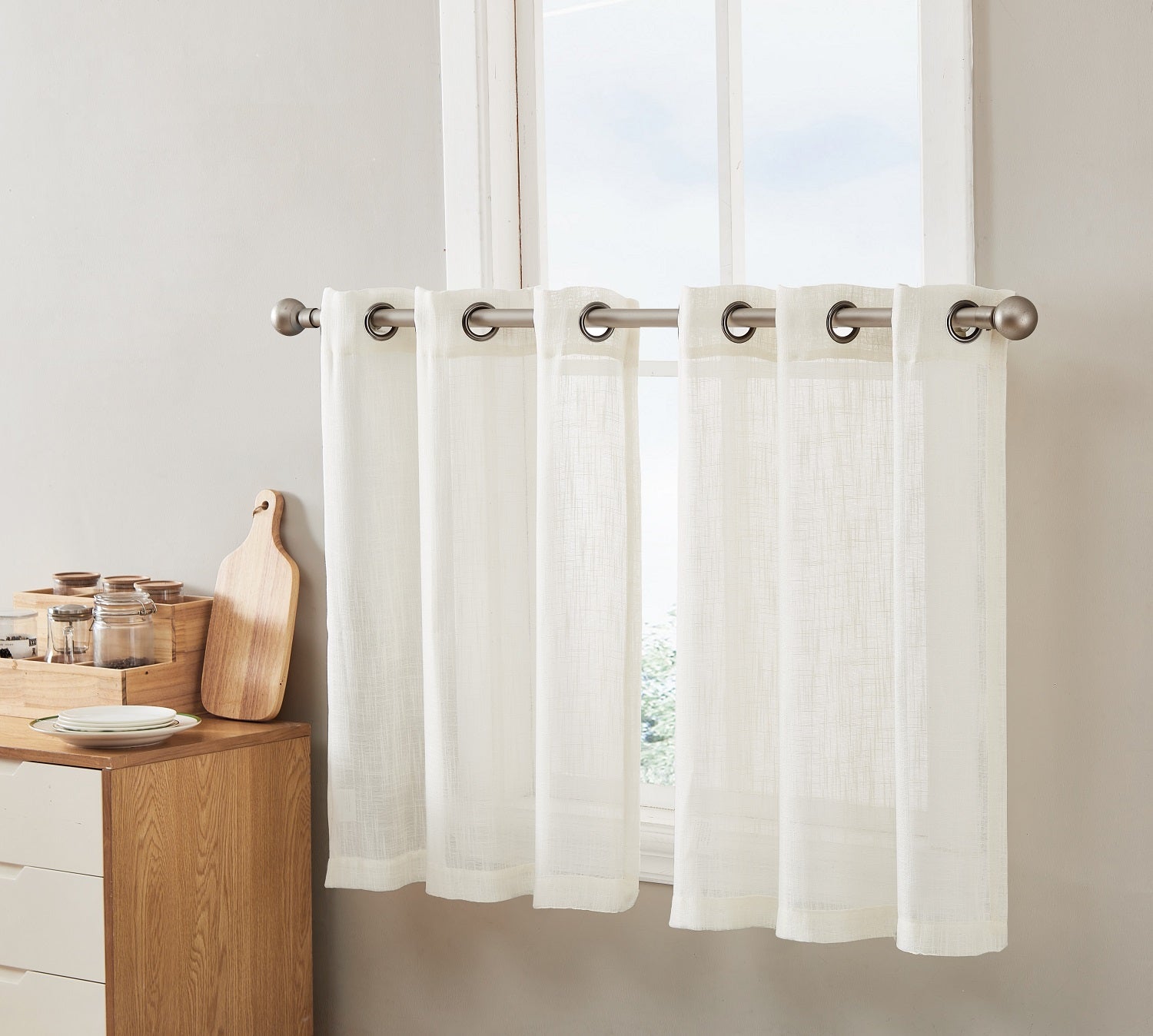 Abbey Faux Linen Grommet Cafe Tiers