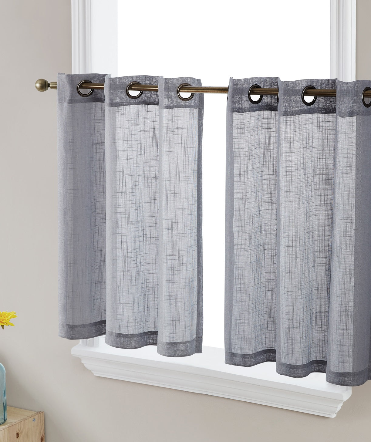 Abbey Faux Linen Grommet Cafe Tiers