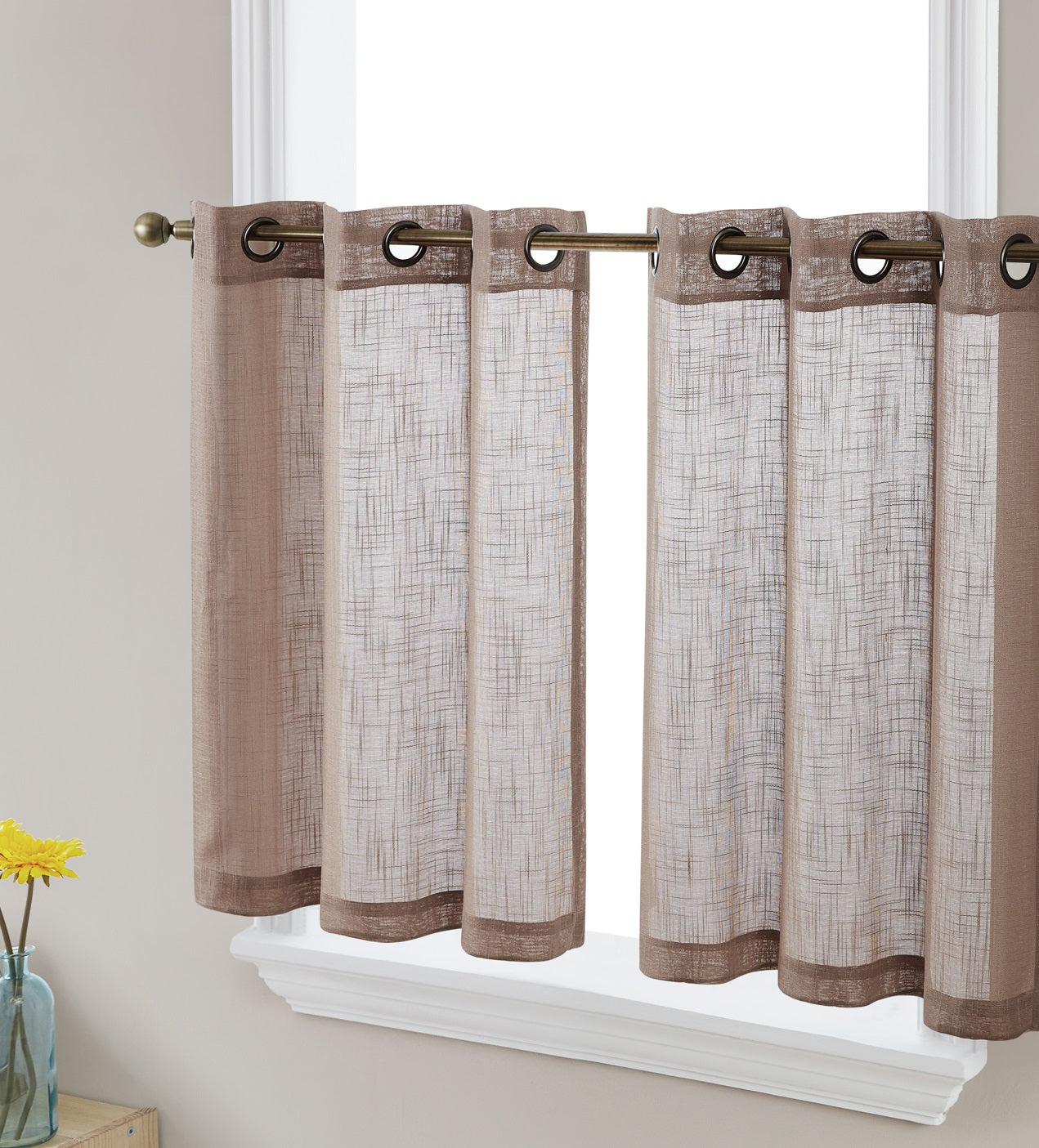 Abbey Faux Linen Grommet Cafe Tiers