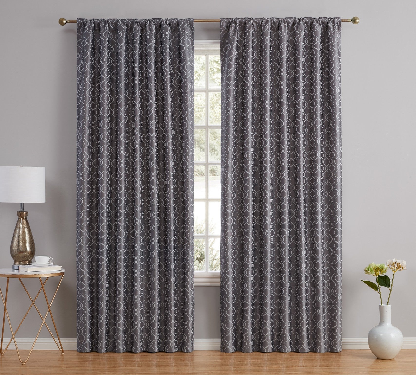 Franklin Moroccan Trellis 100% Blackout Back Tab Curtain Panels