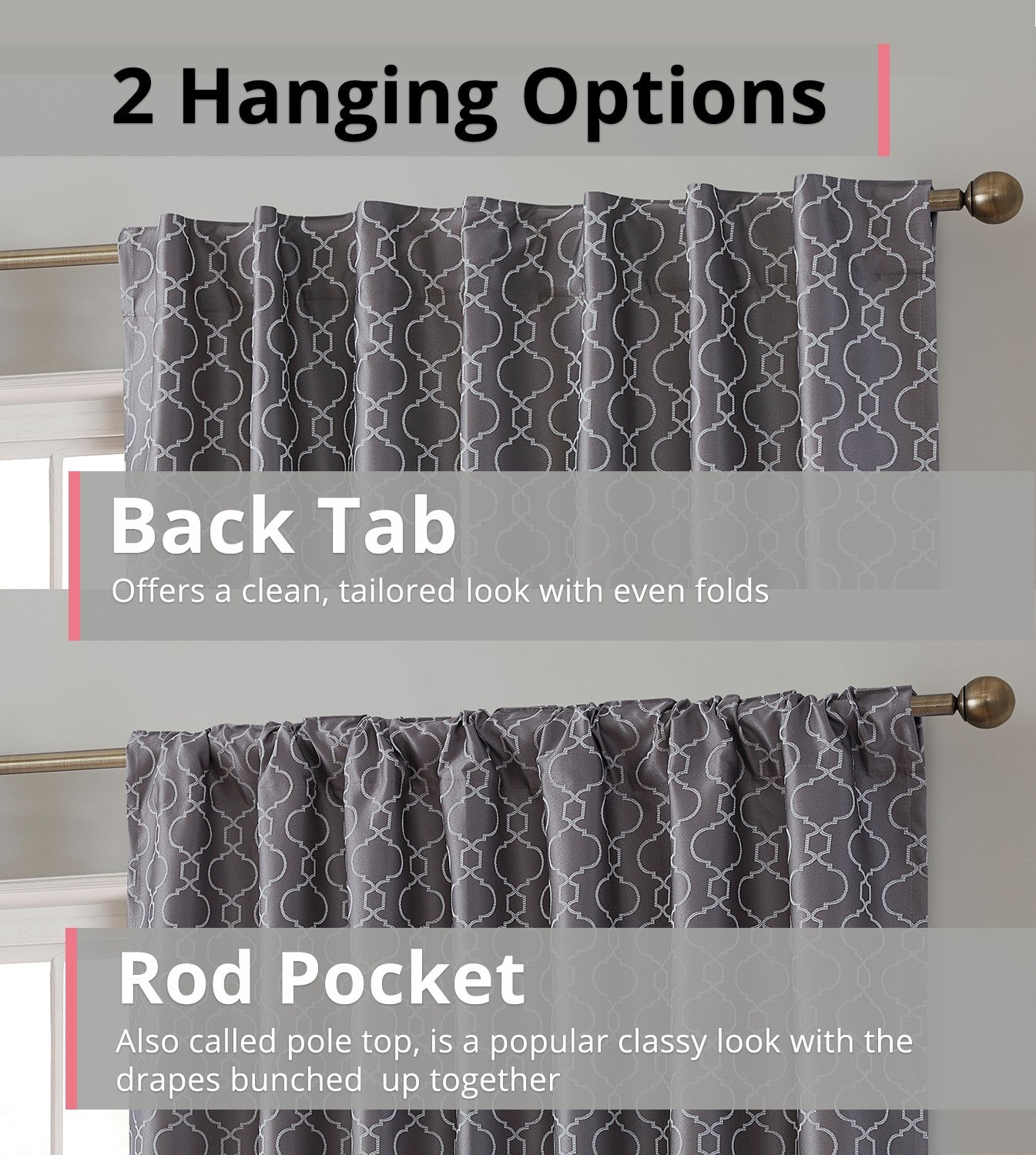 Franklin Moroccan Trellis 100% Blackout Back Tab Curtain Panels