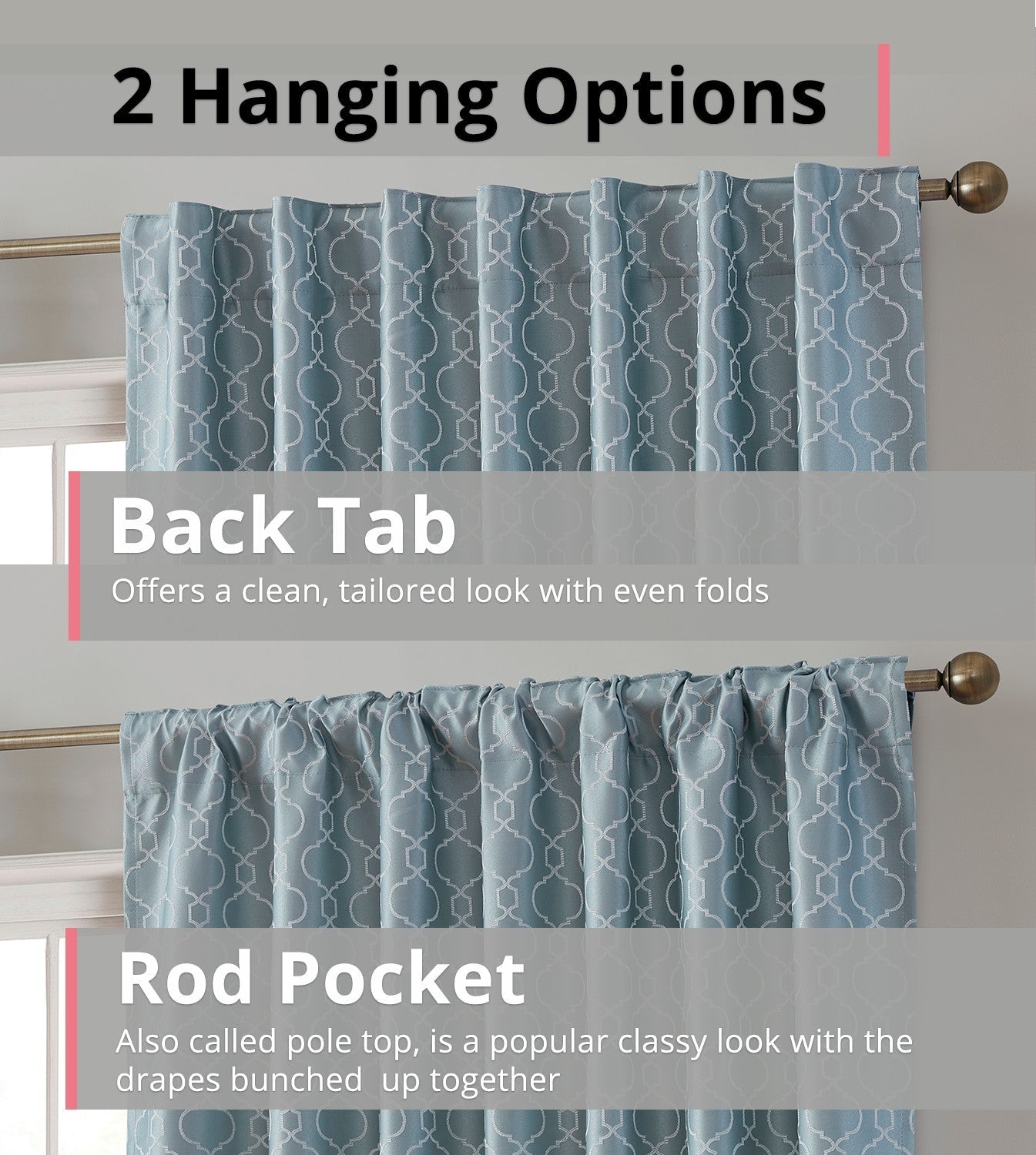 Franklin Moroccan Trellis 100% Blackout Back Tab Curtain Panels